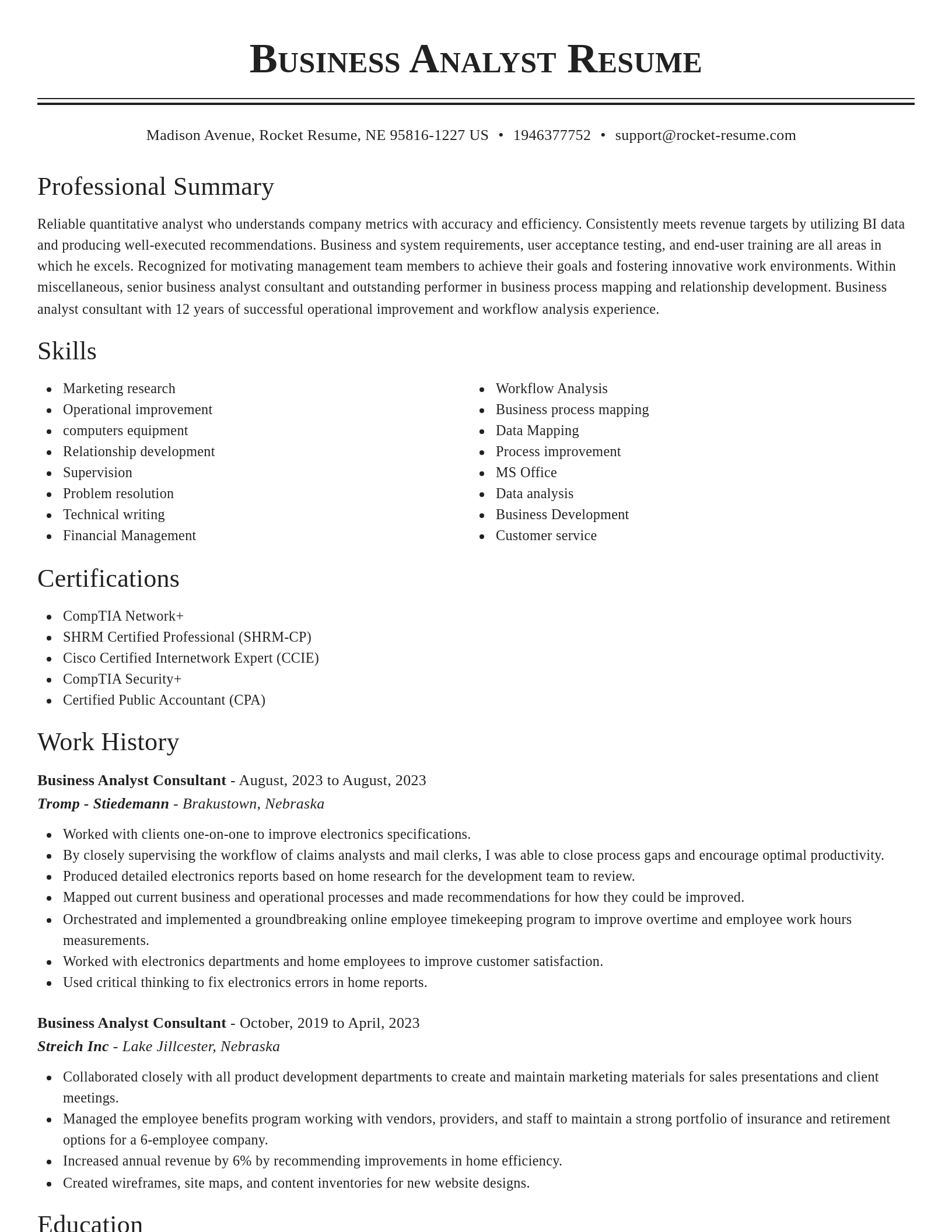 Classic resume template