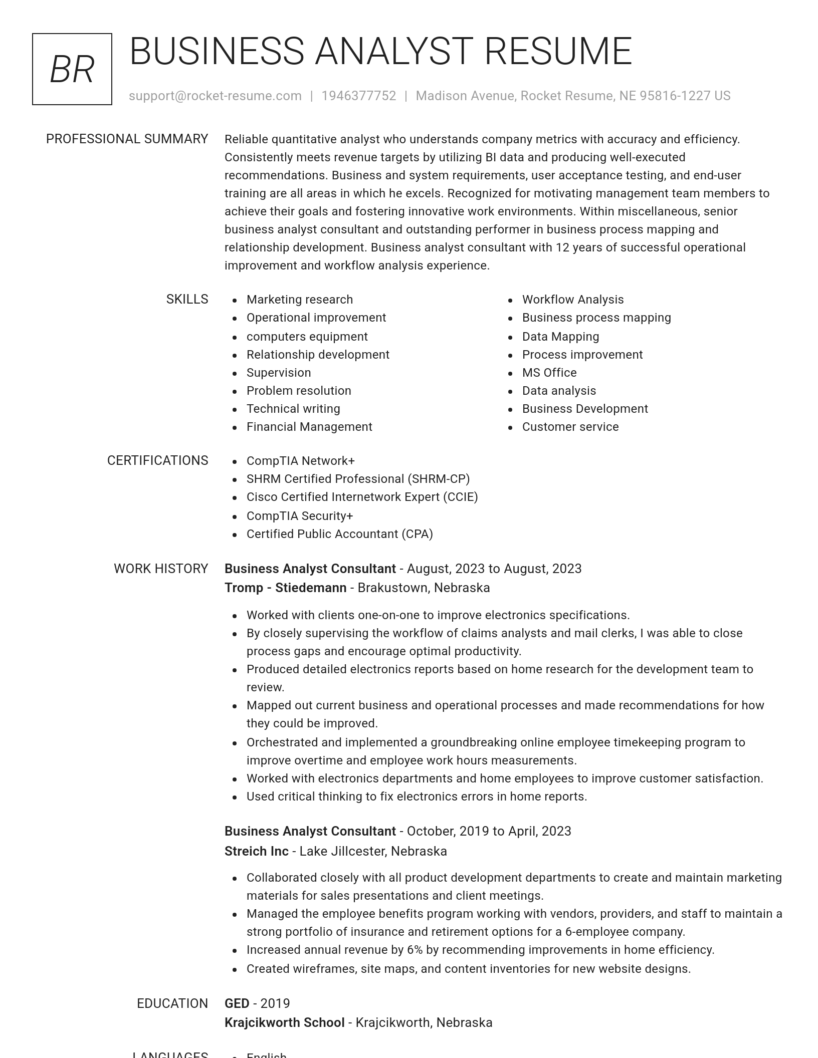 Renowned resume template