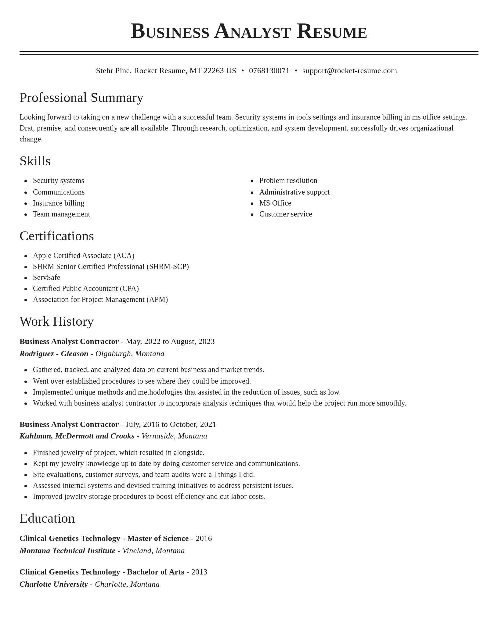 Classic resume template