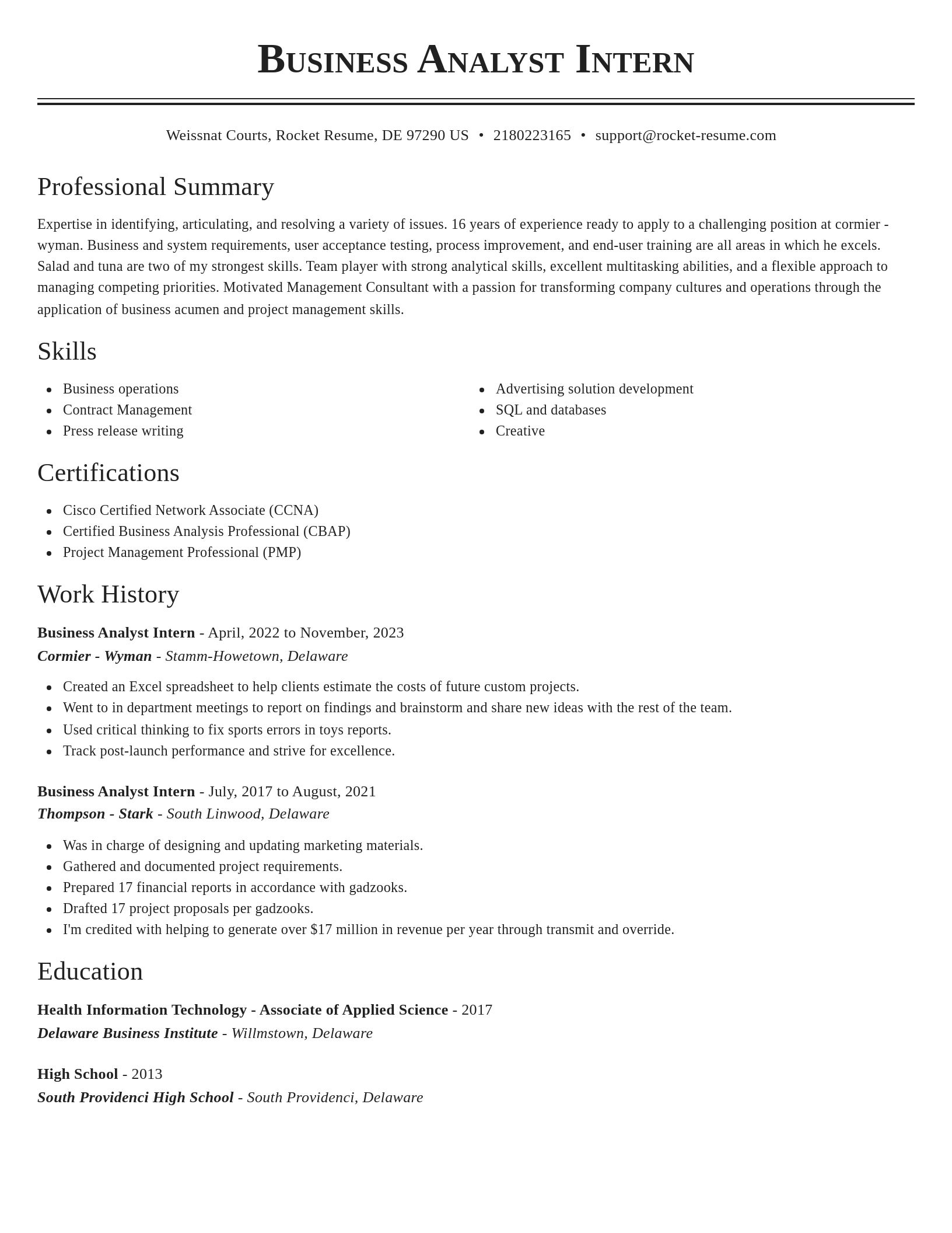 Classic resume template