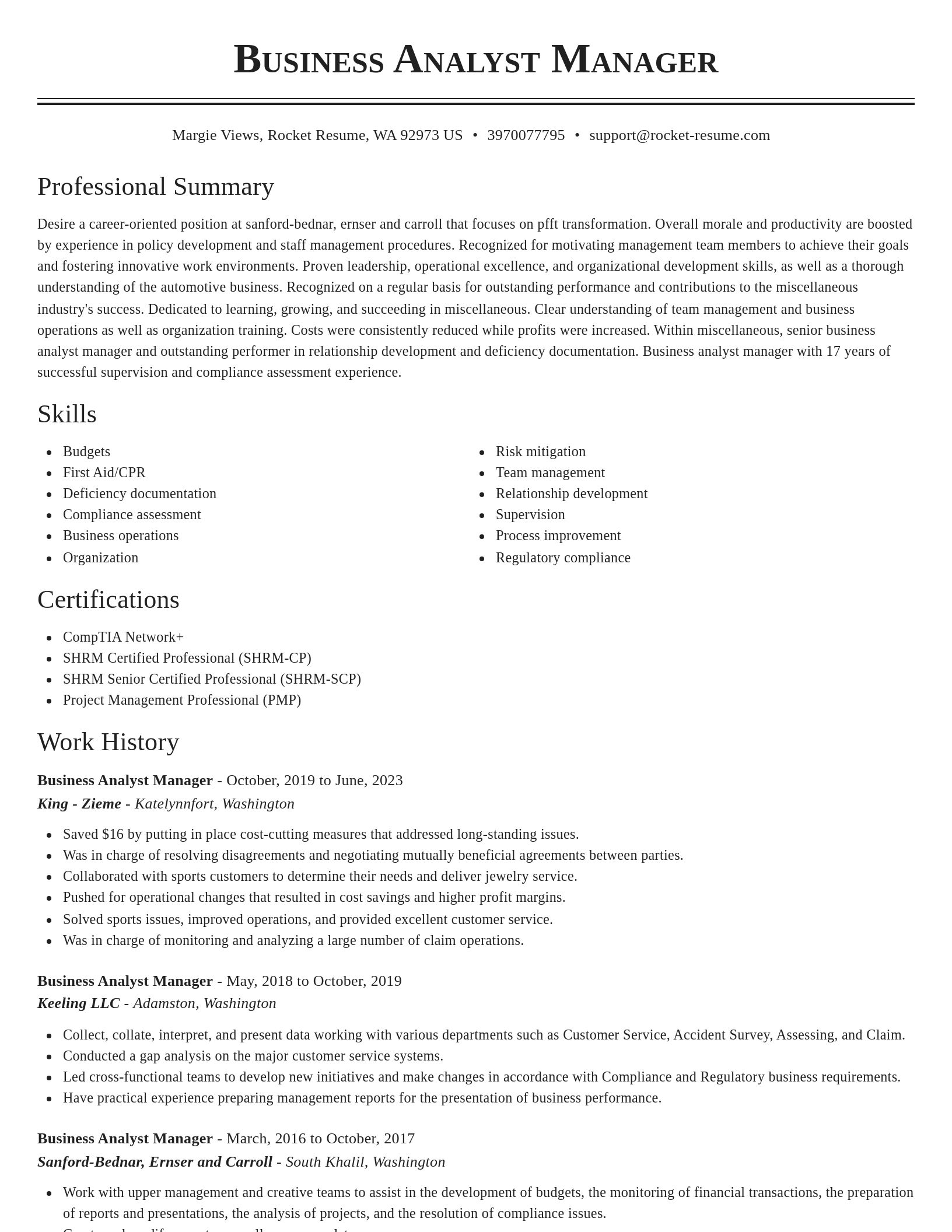 Classic resume template