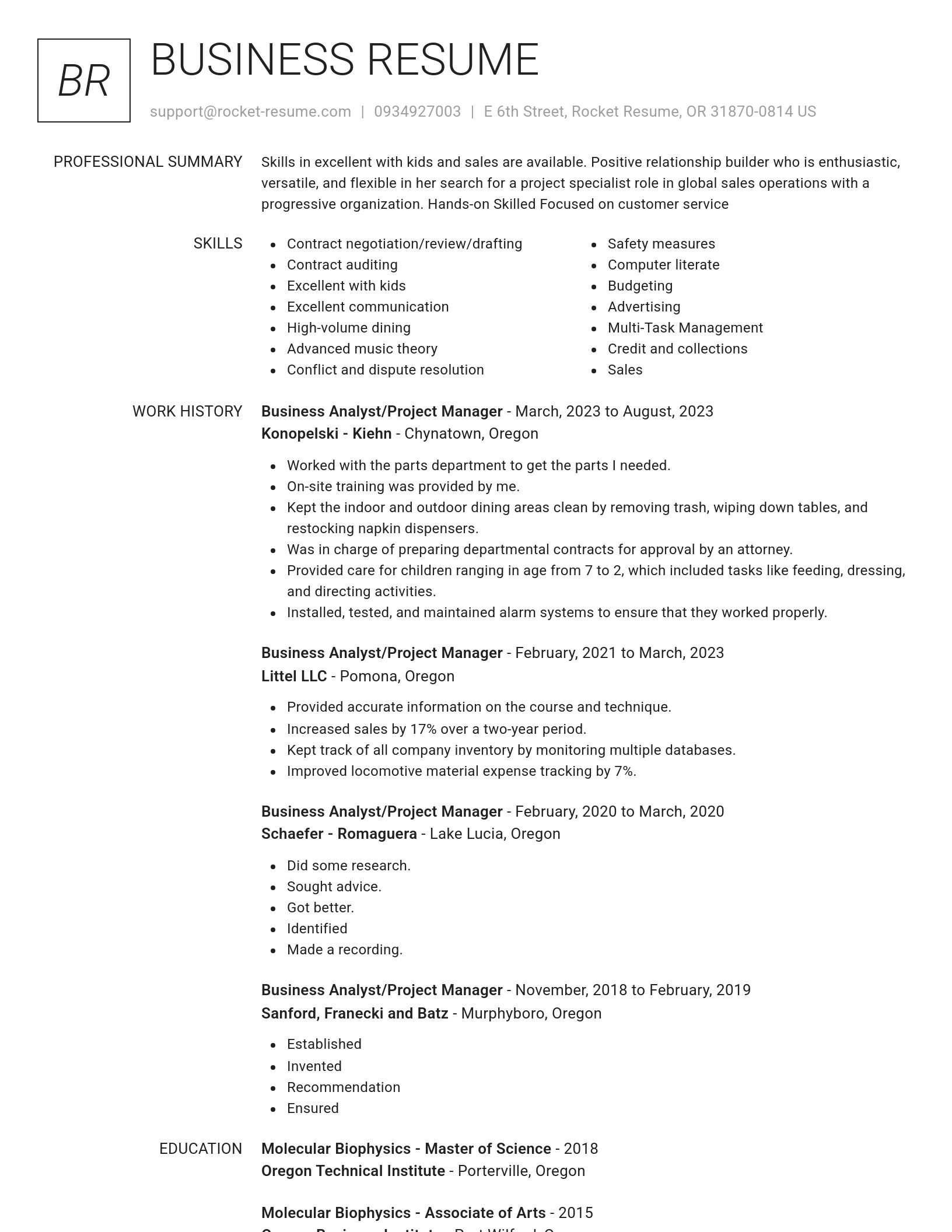 Renowned resume template