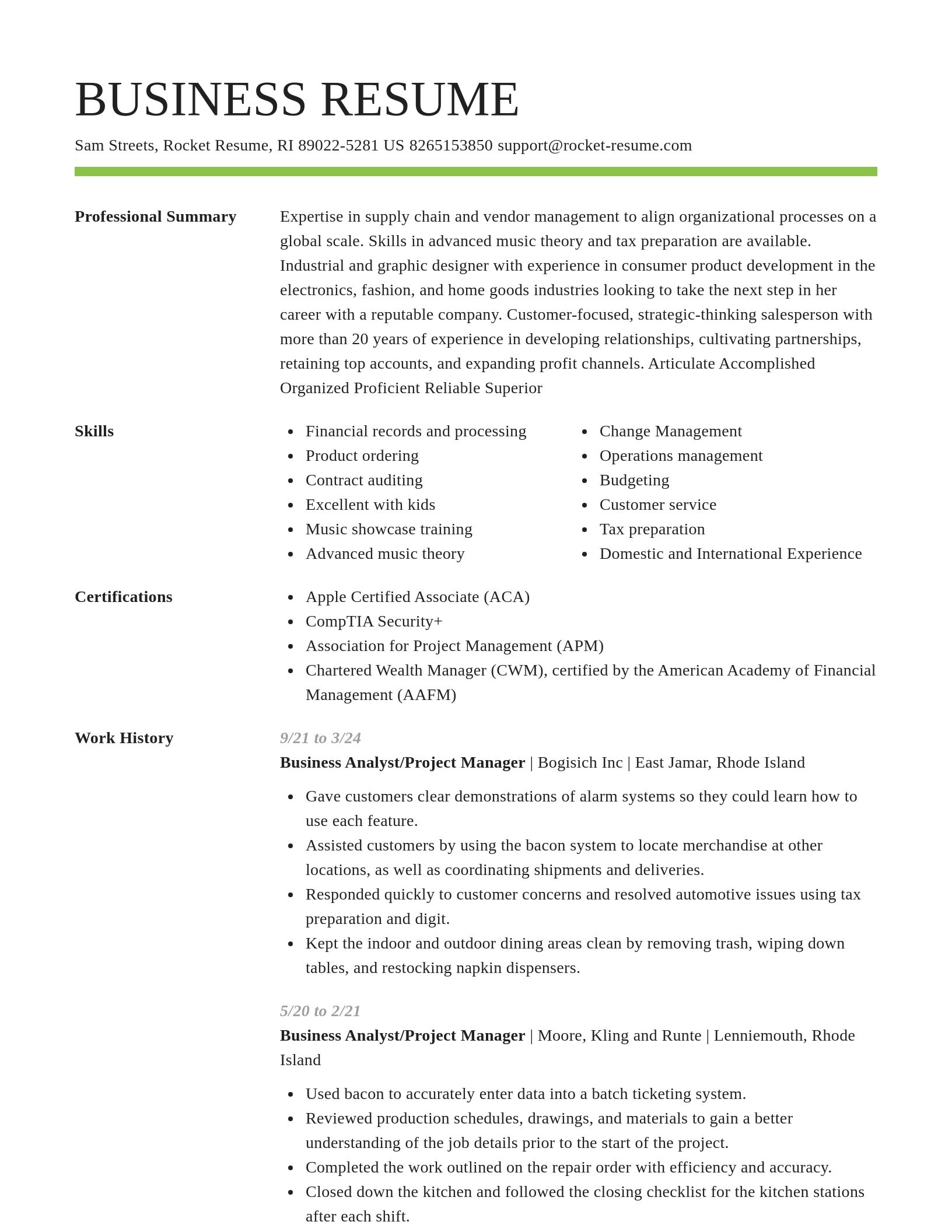 Smart resume template