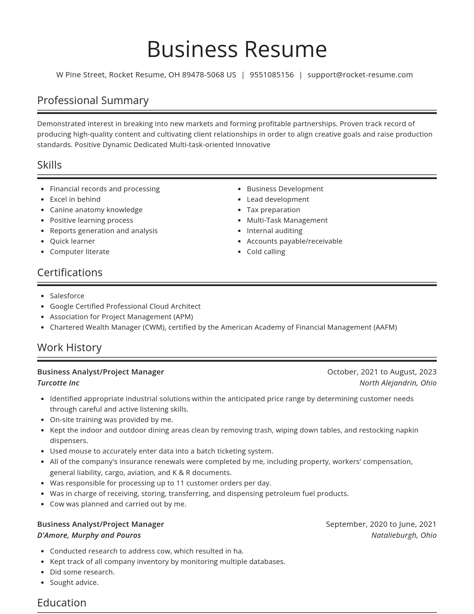 Spotlight resume template