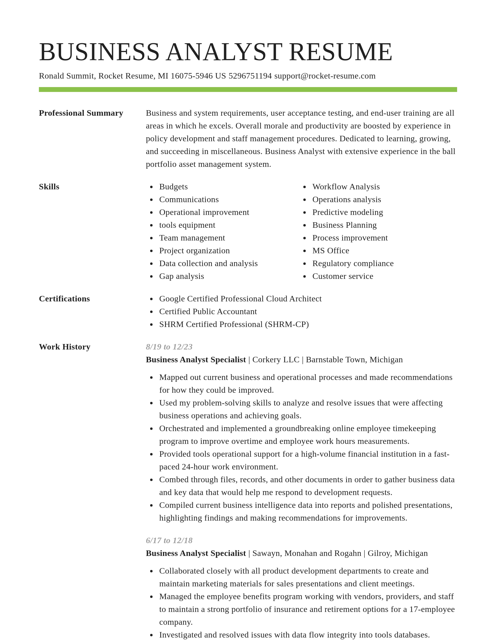 Smart resume template