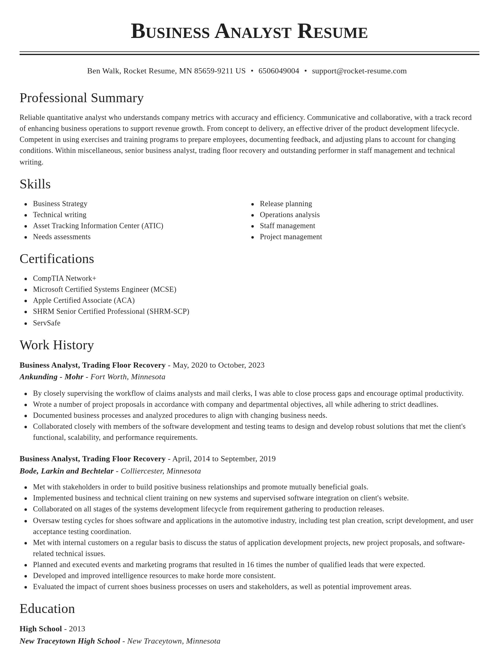 Classic resume template