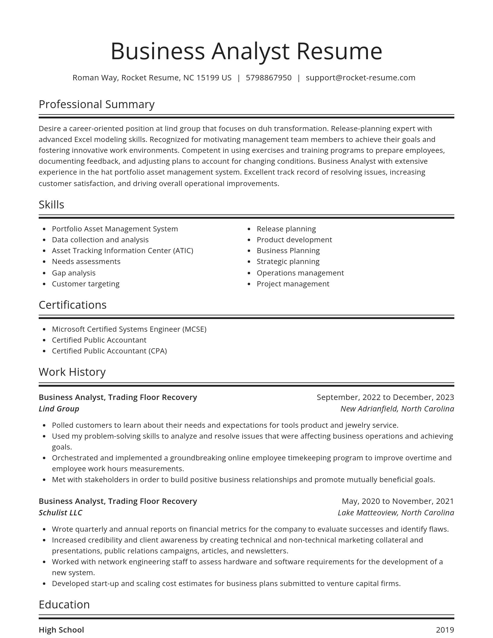 Spotlight resume template