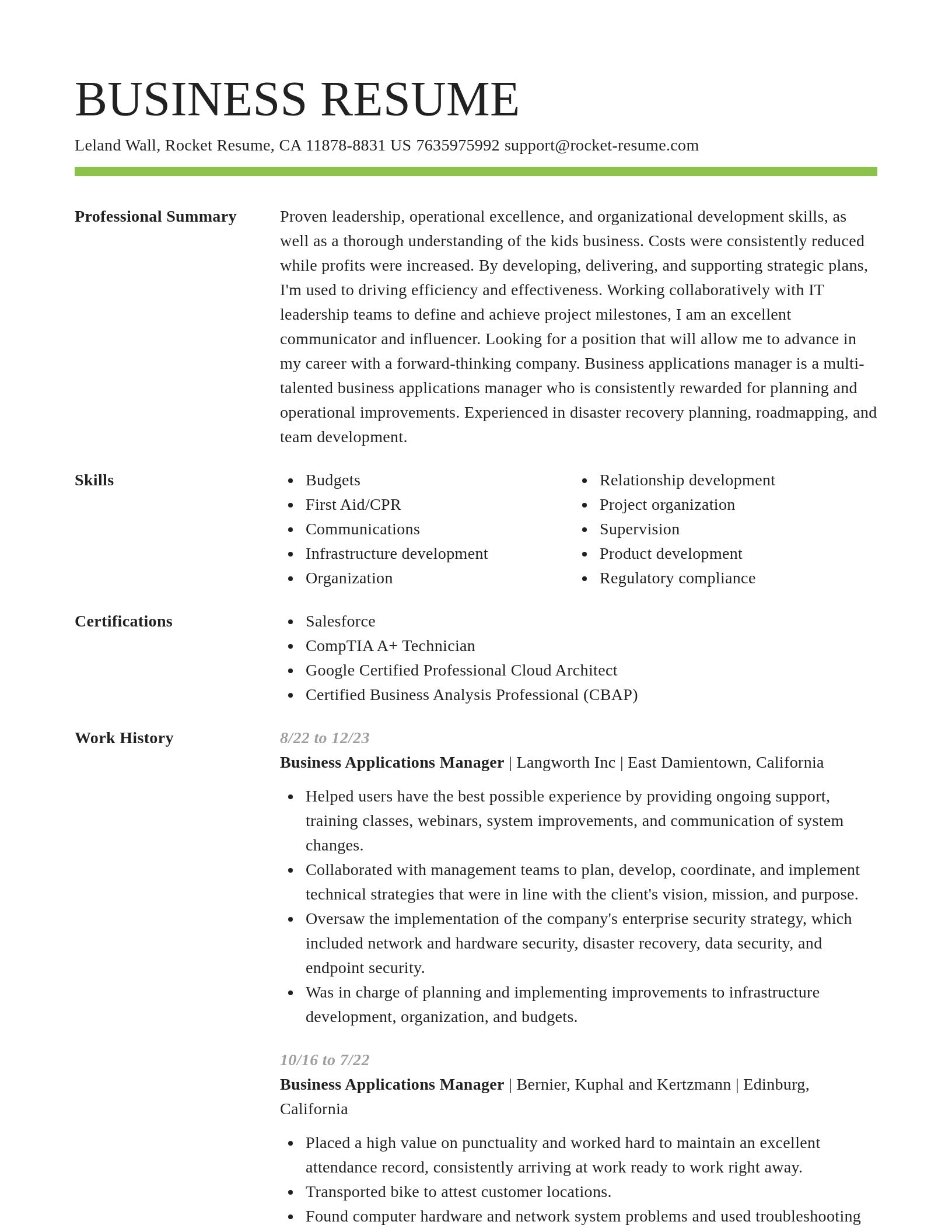 Smart resume template