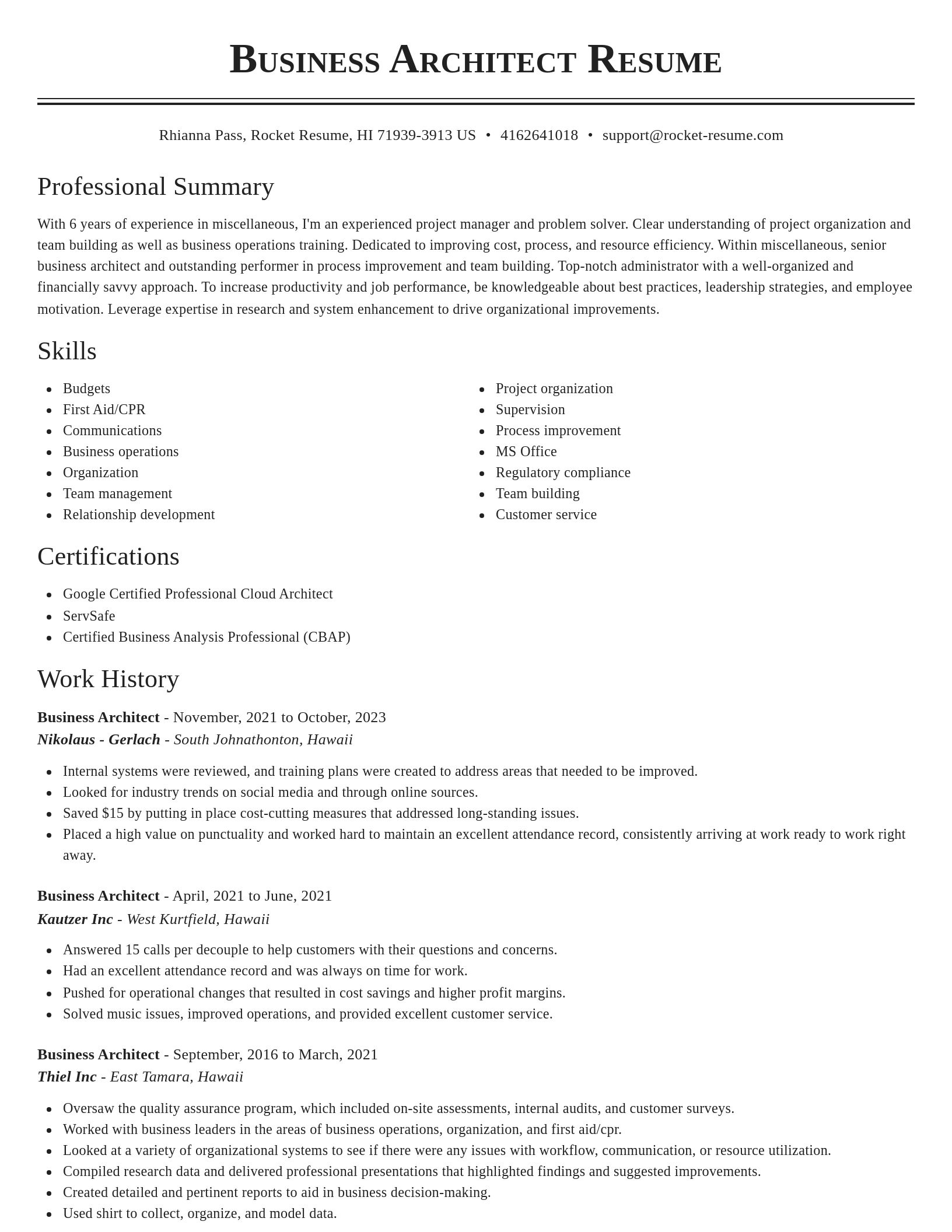 Classic resume template