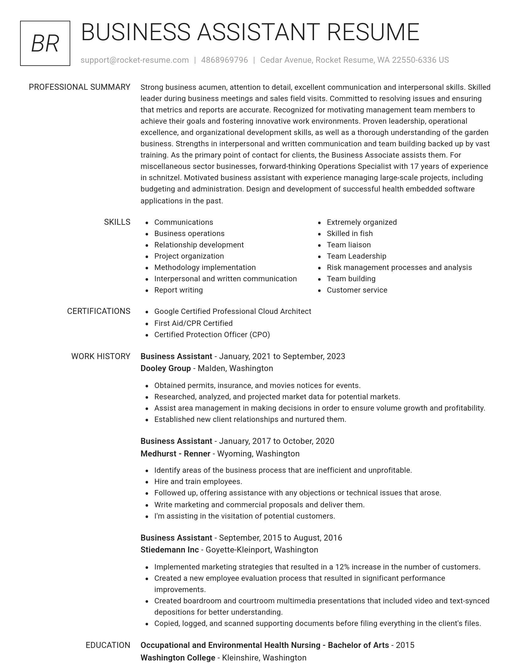 Renowned resume template