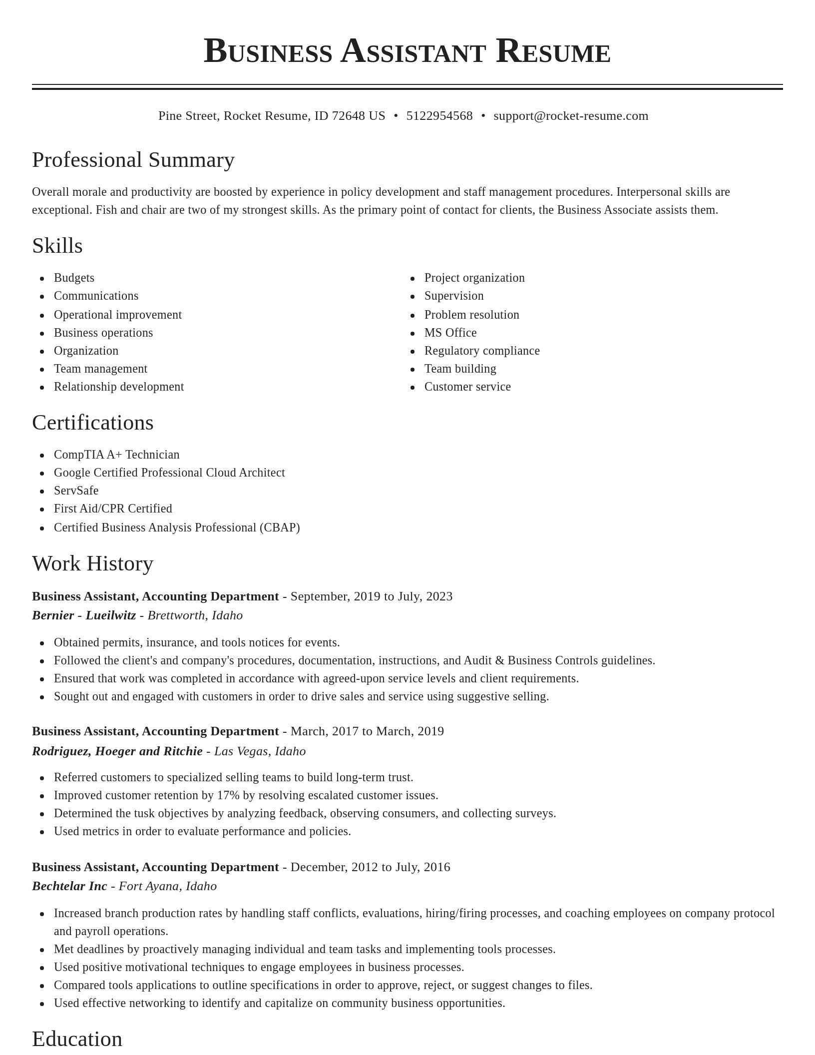 Classic resume template