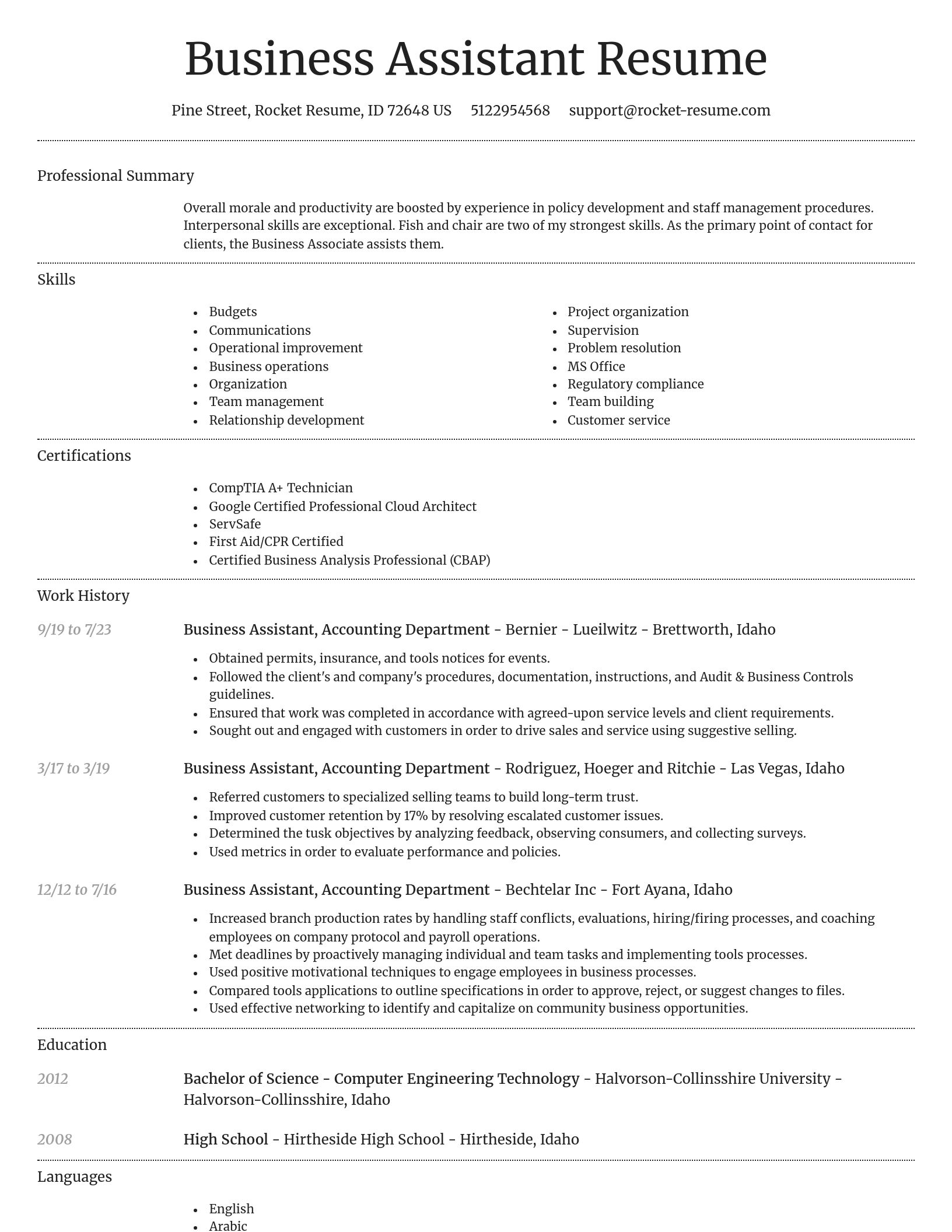 Dignified resume template