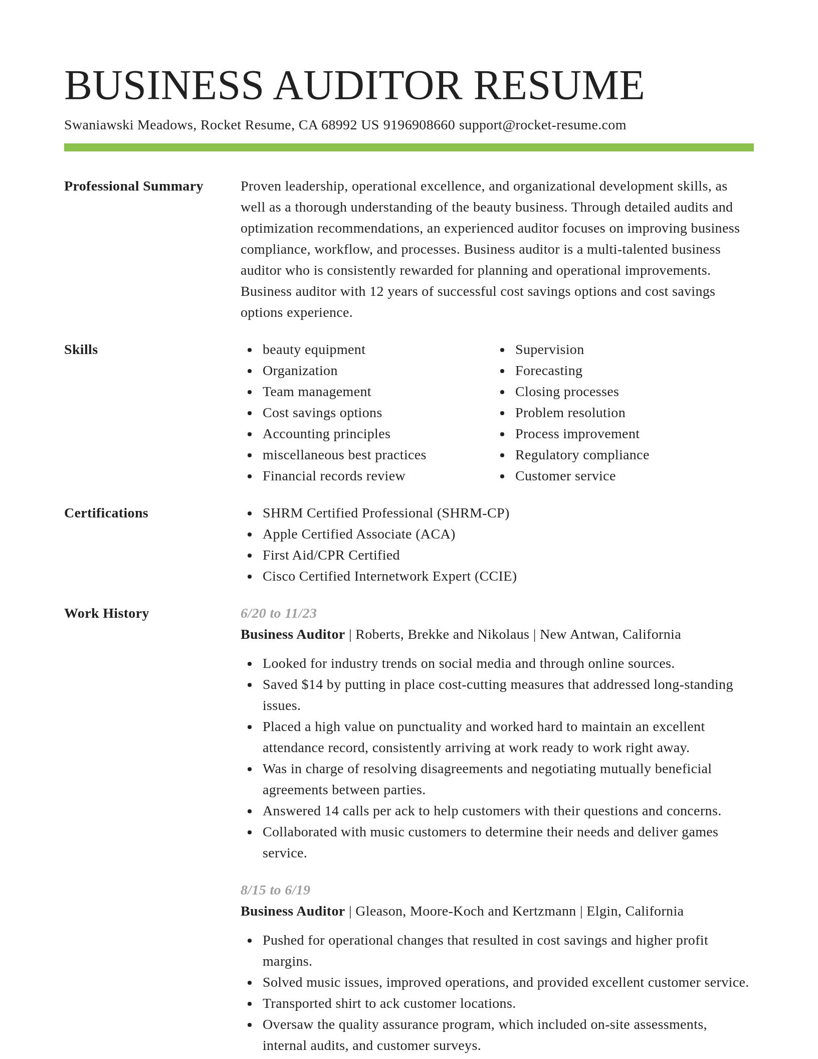 Smart resume template