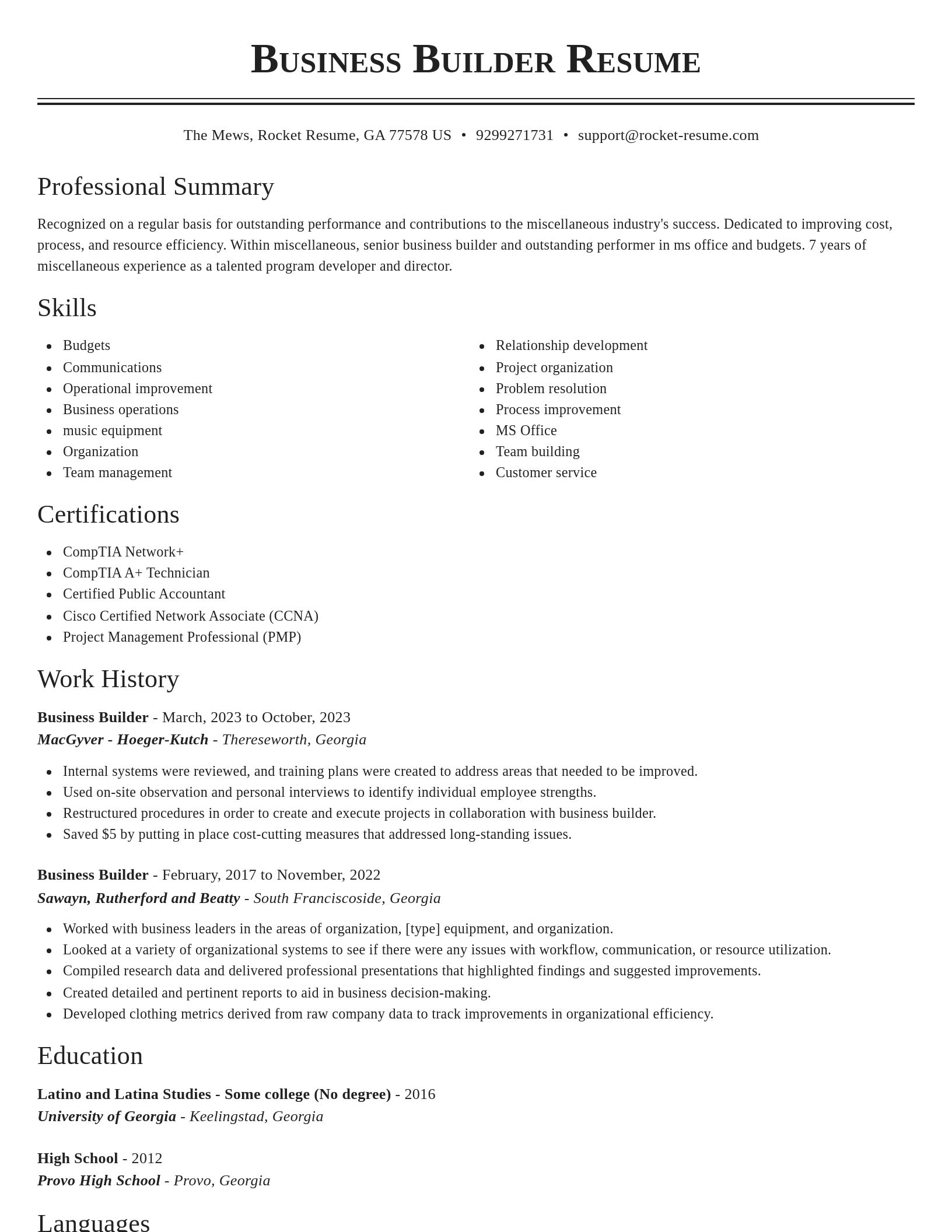 Classic resume template