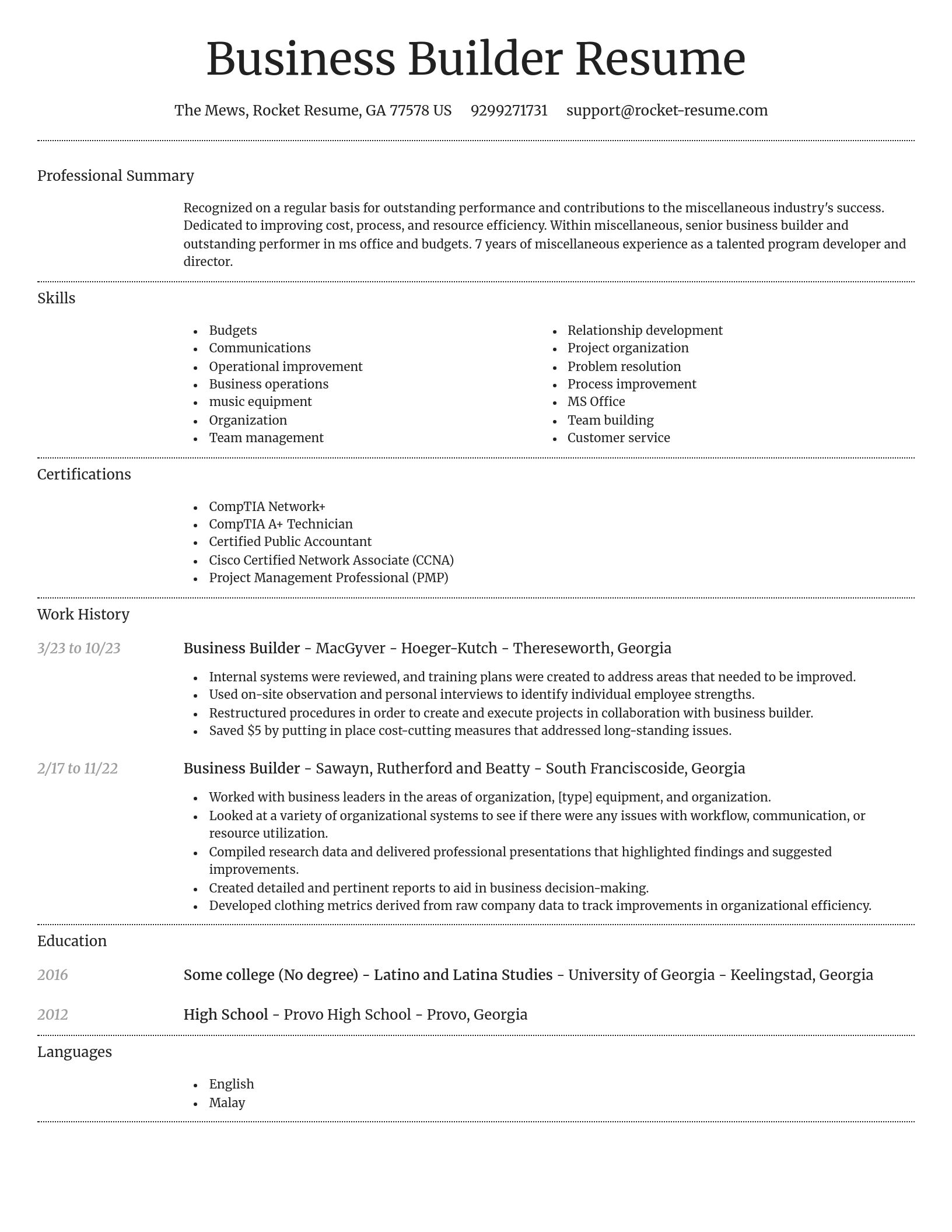 Dignified resume template