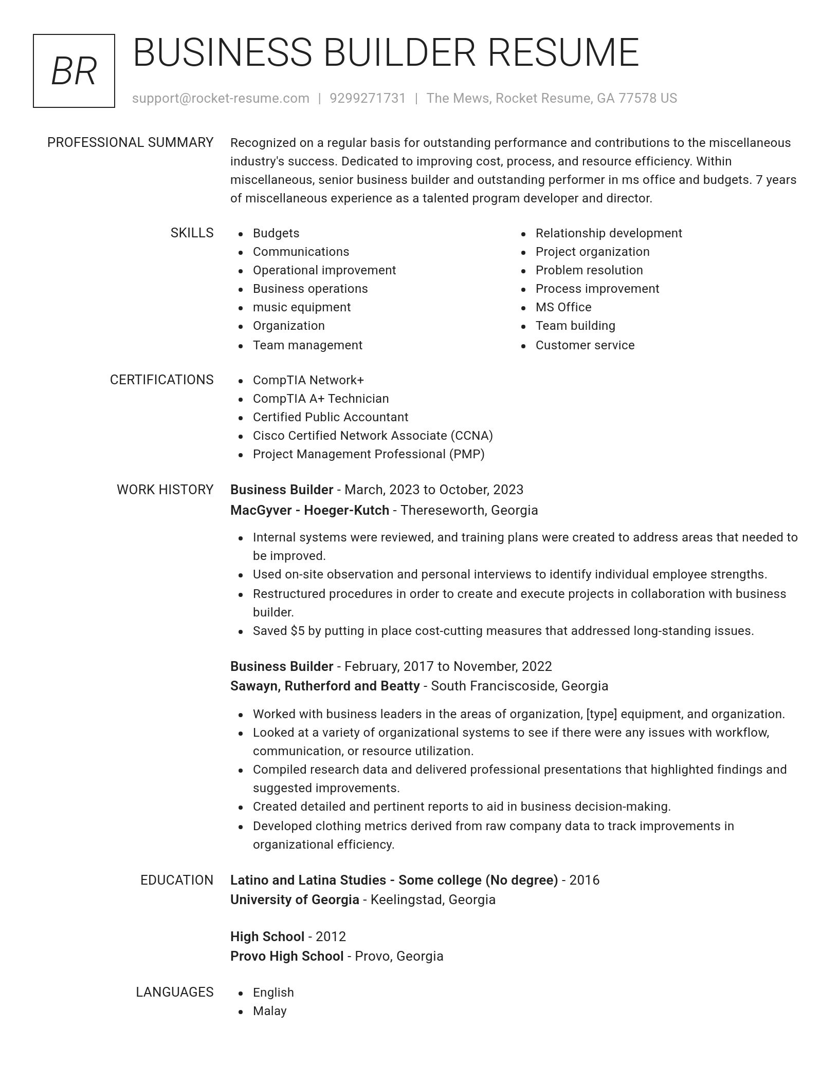 Renowned resume template