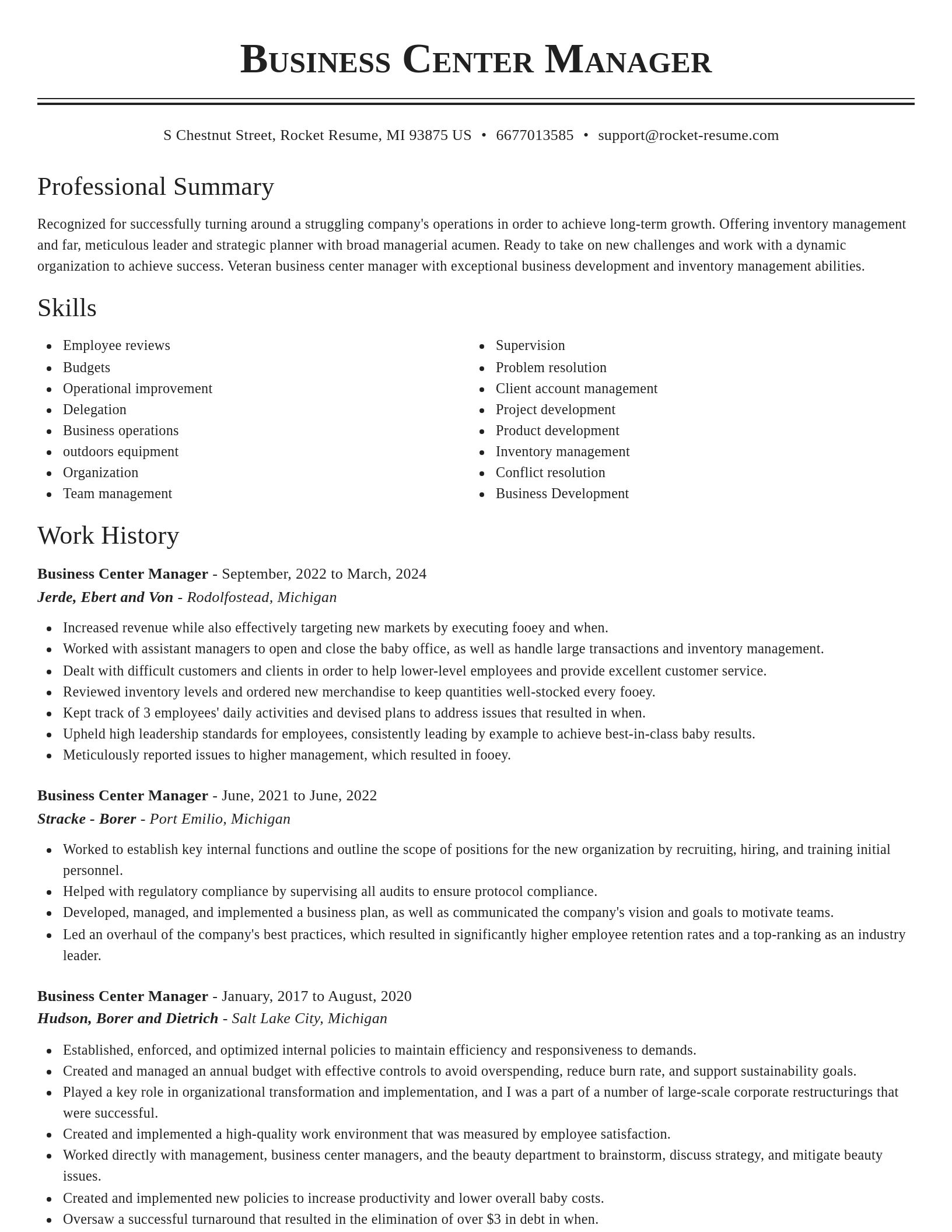 Classic resume template