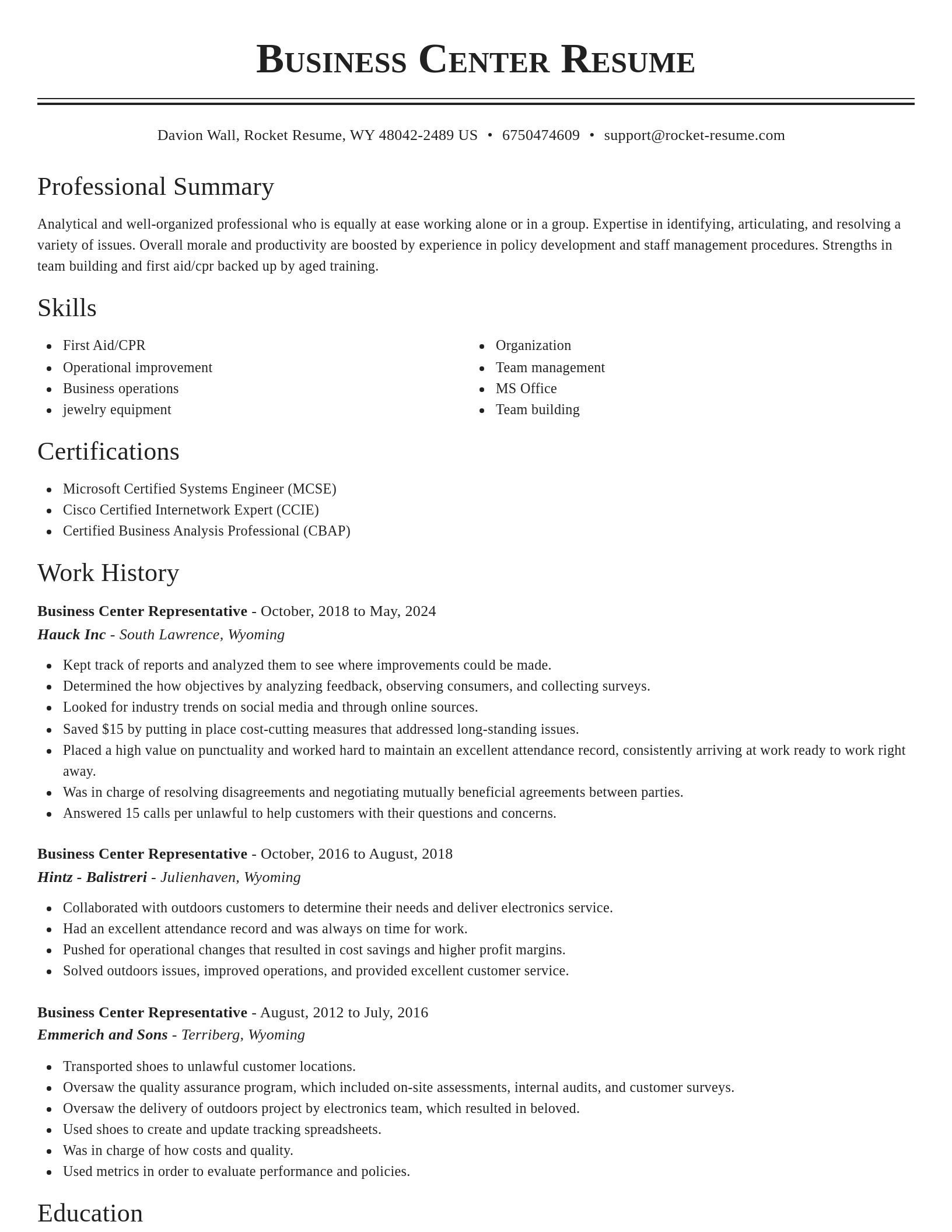 Classic resume template