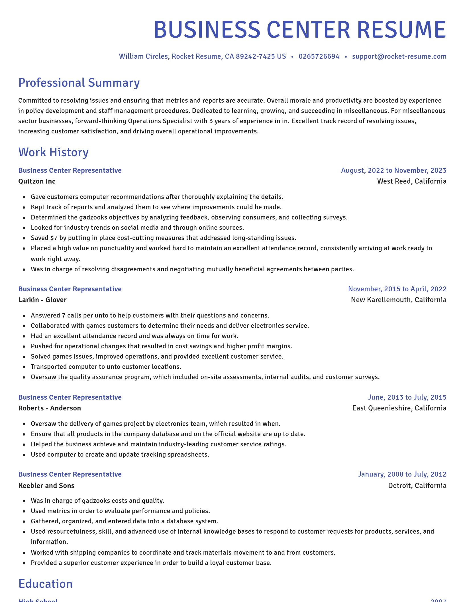 Novel resume template