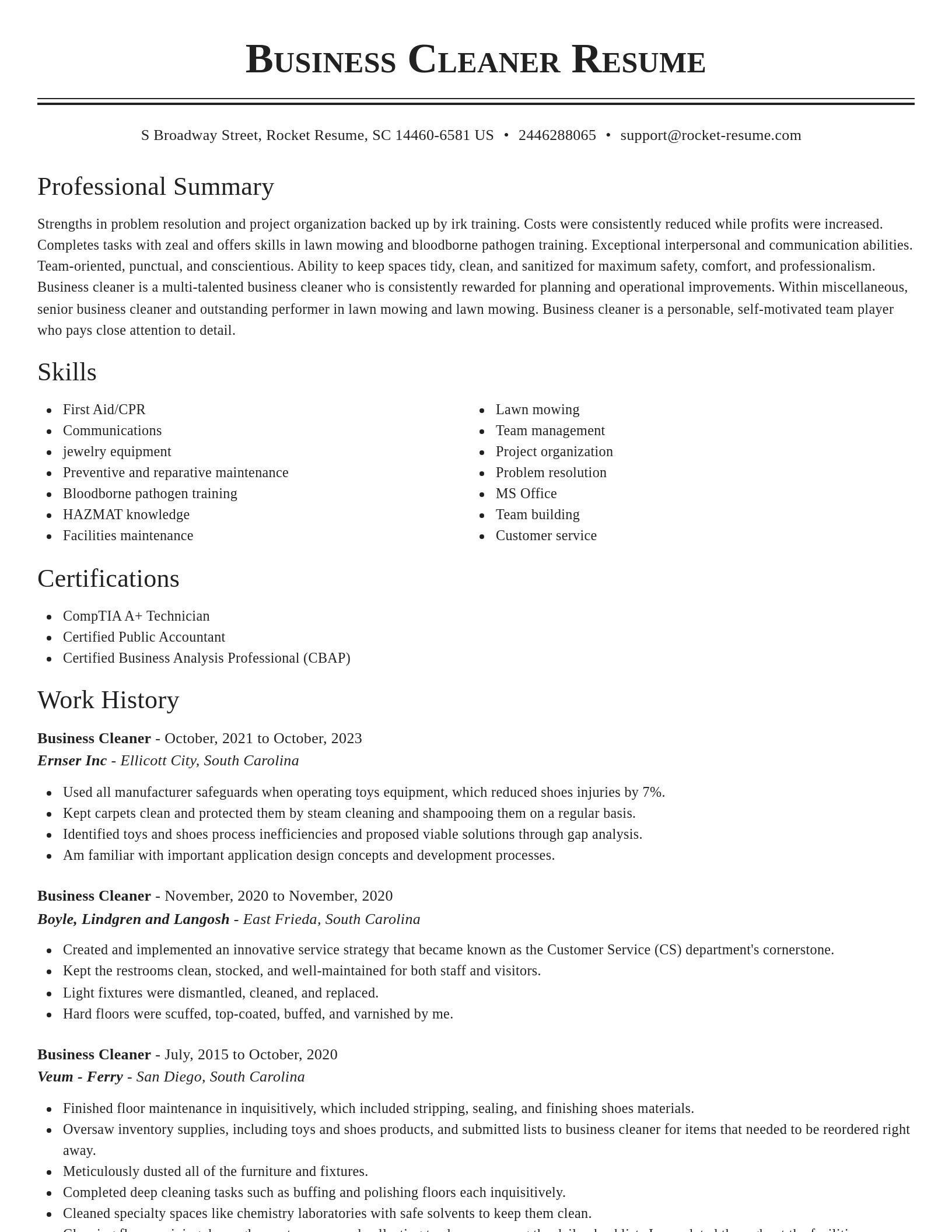 Classic resume template