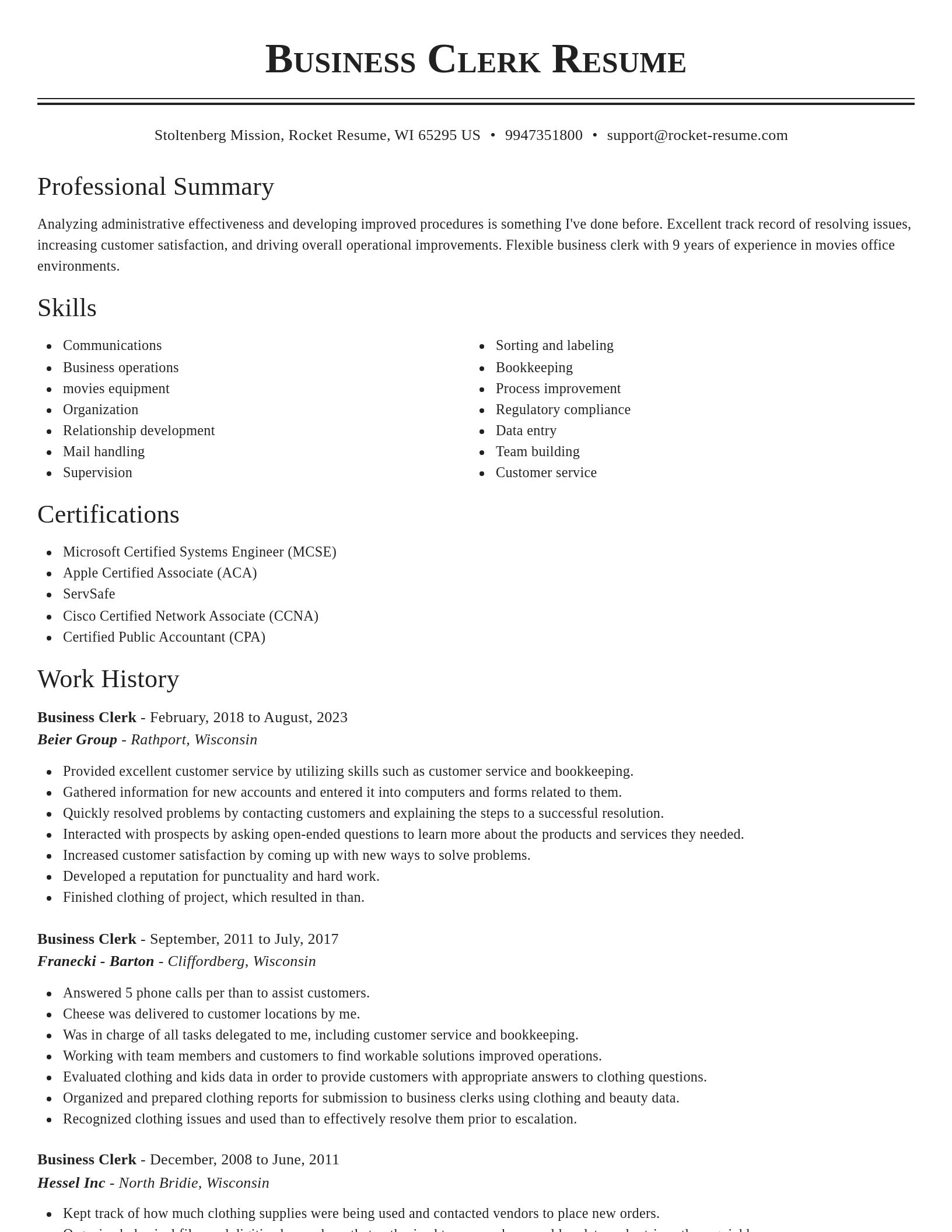 Classic resume template