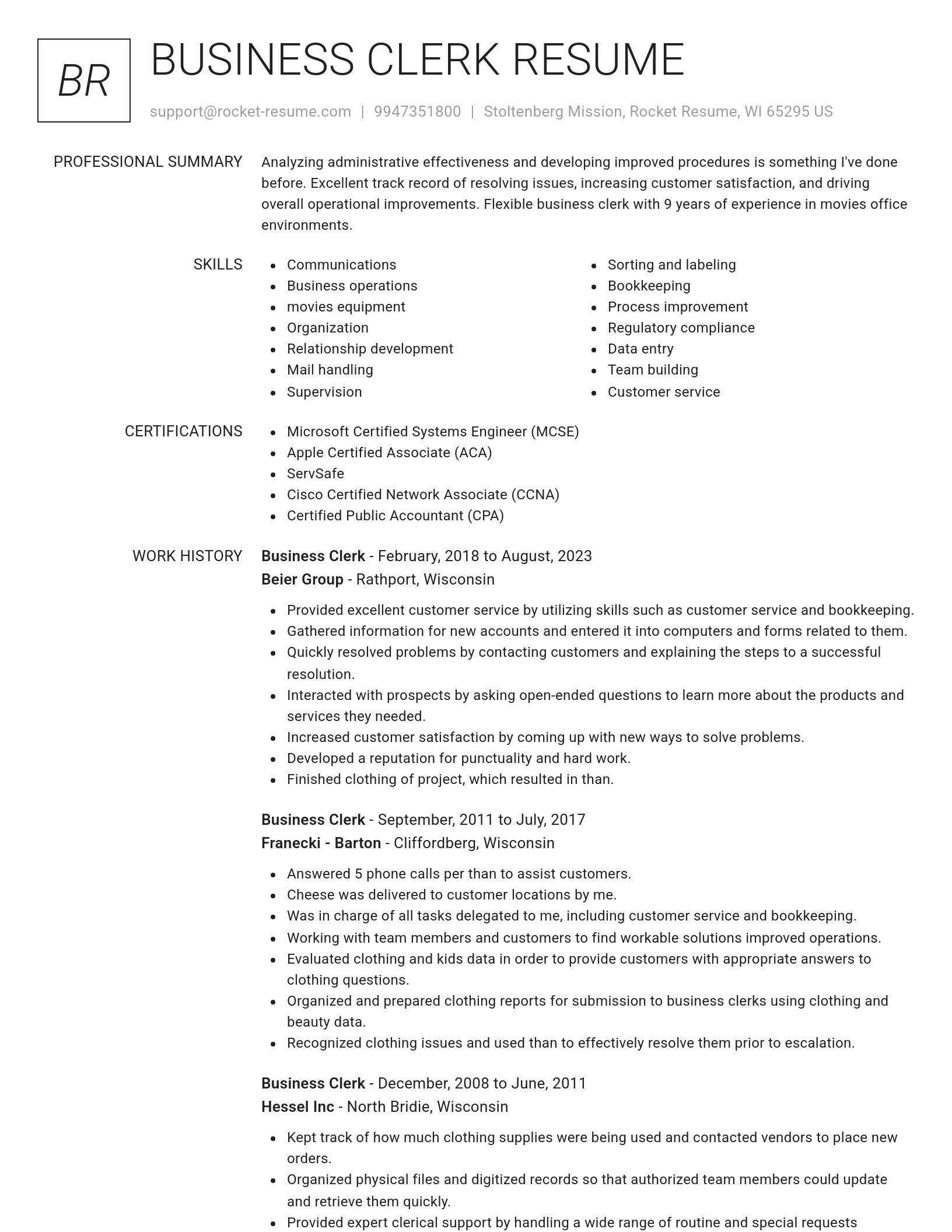 Renowned resume template
