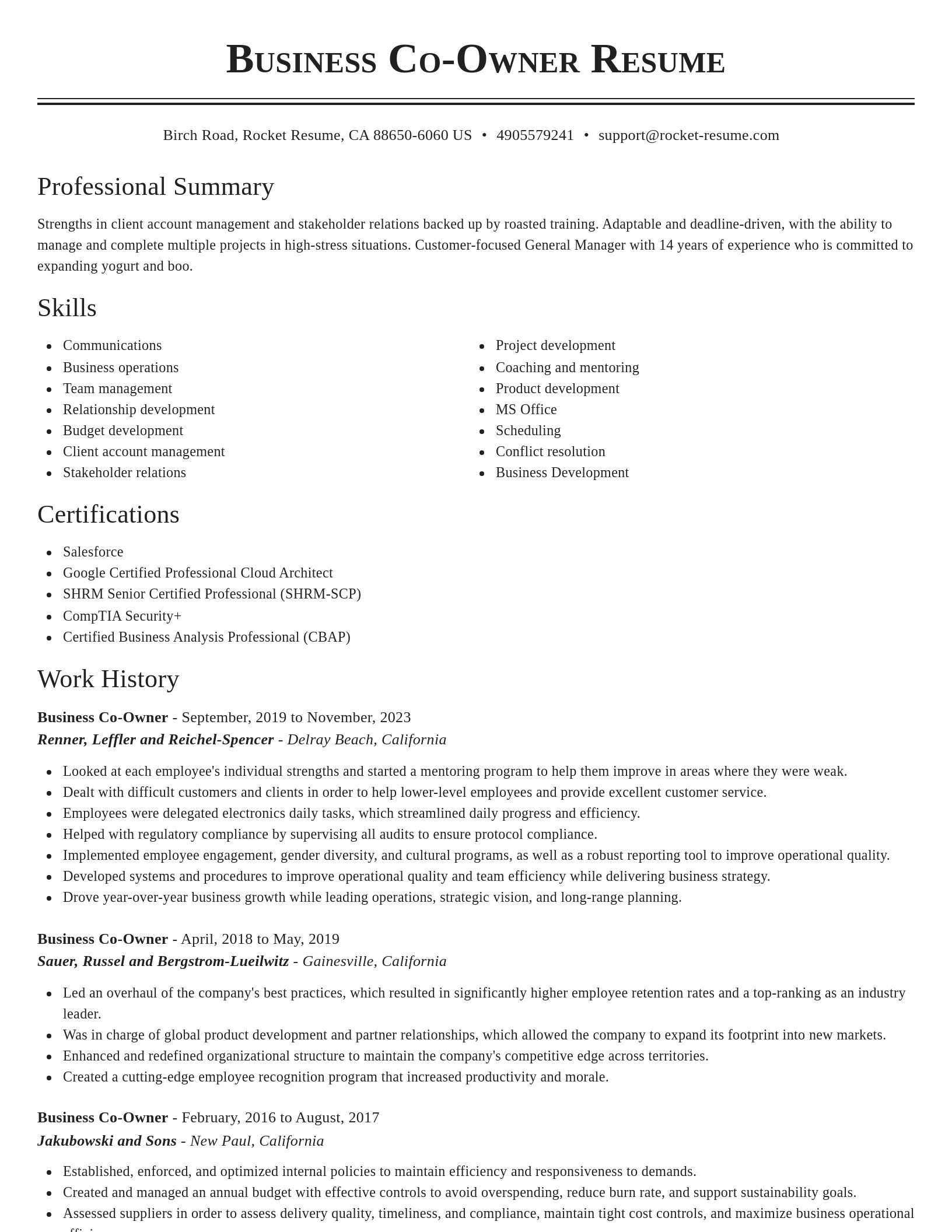 Classic resume template