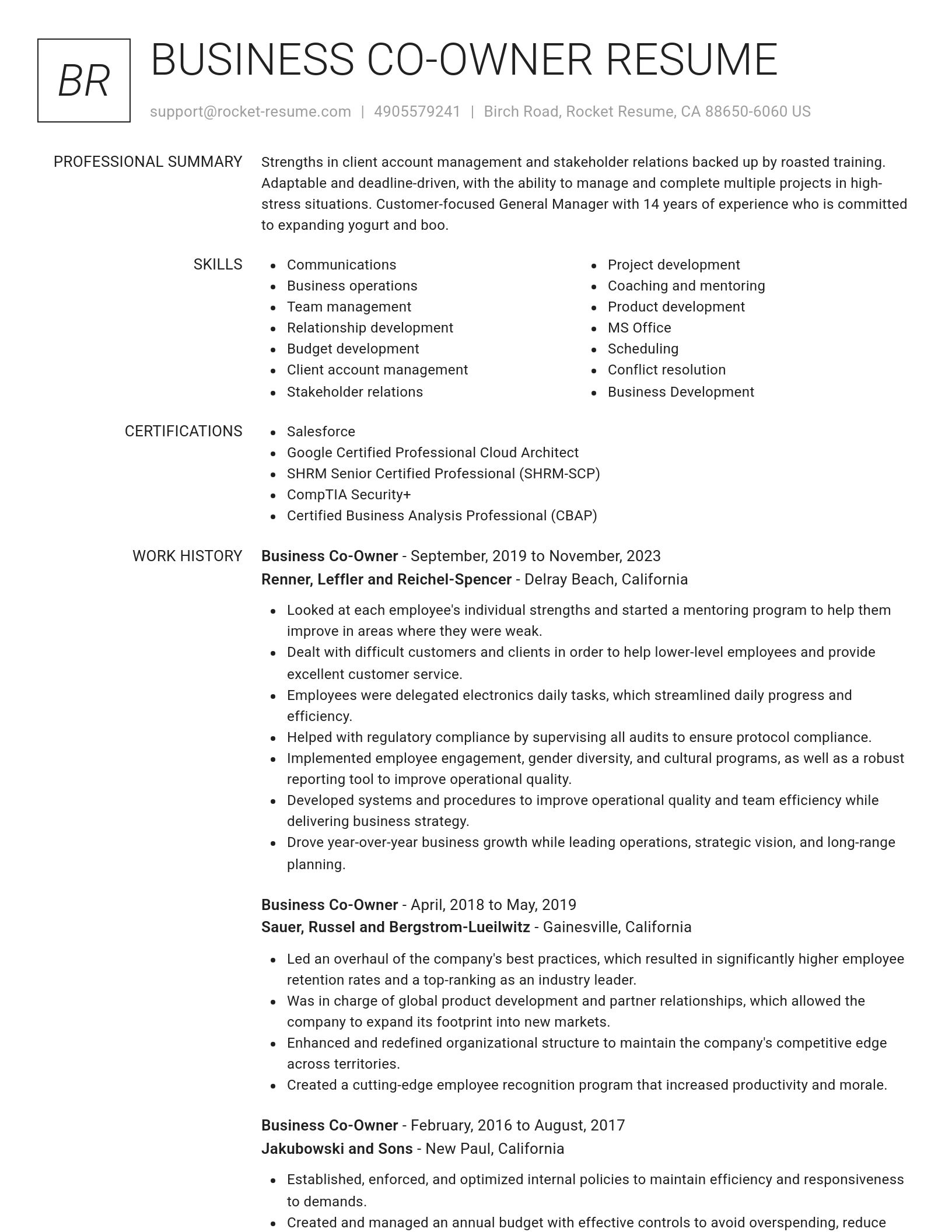 Renowned resume template