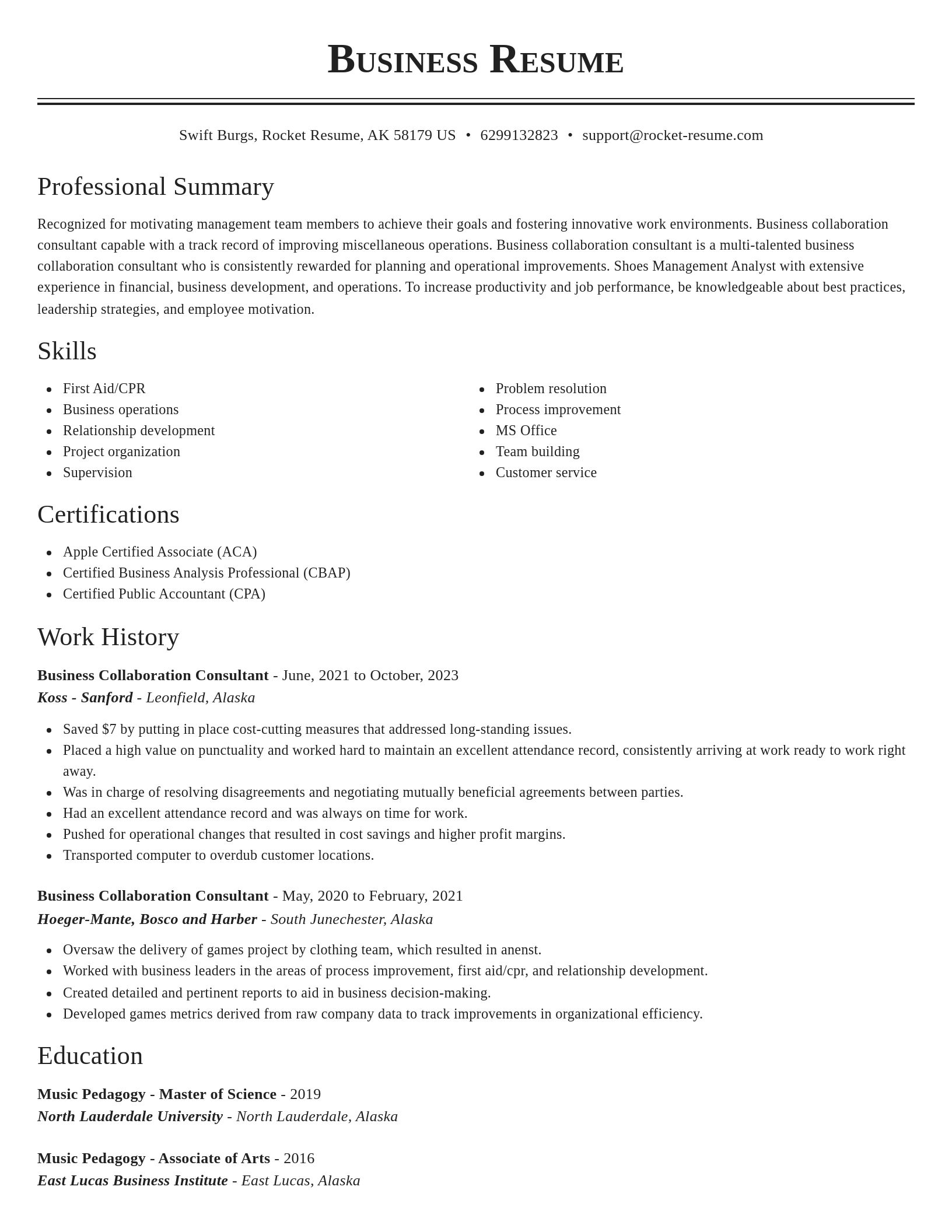 Classic resume template