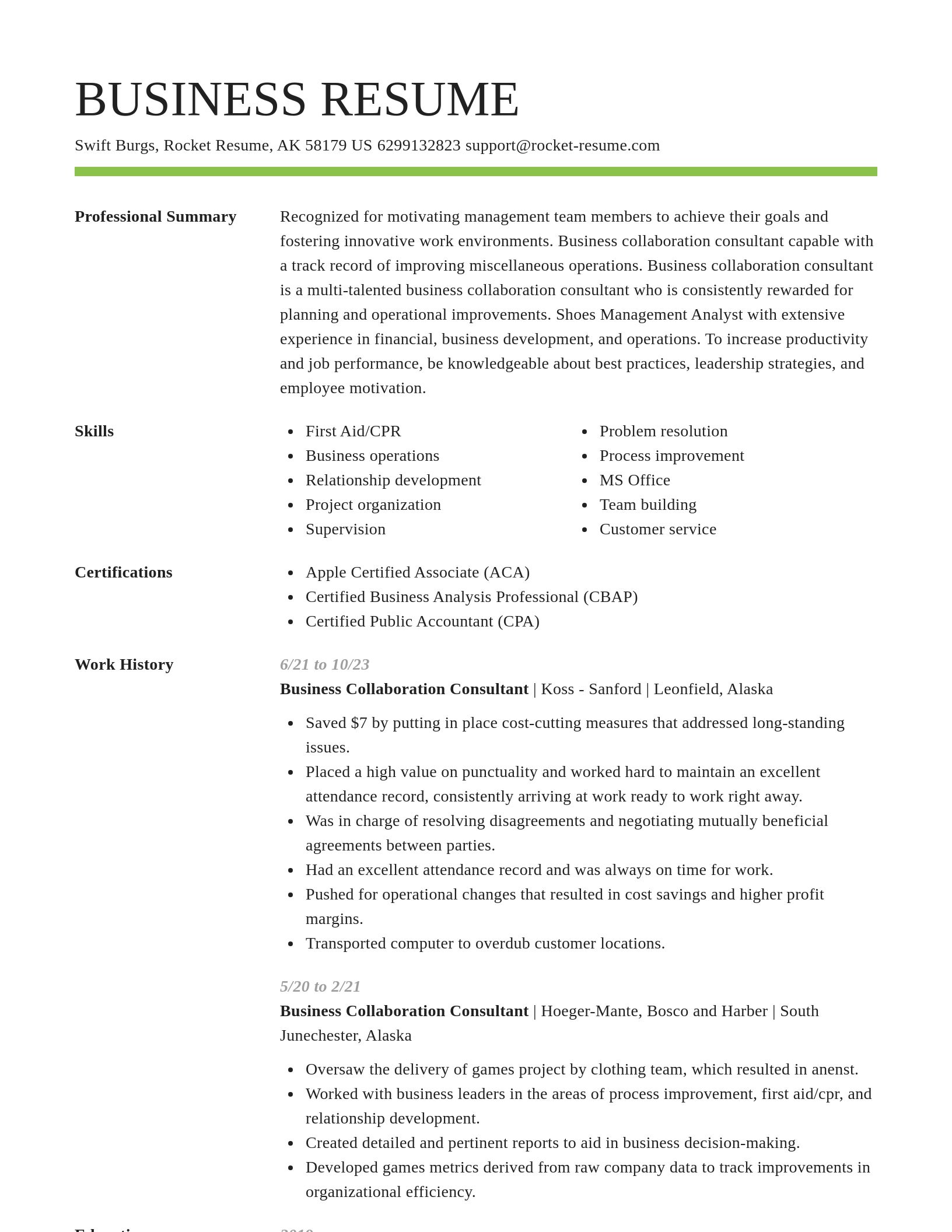 Smart resume template