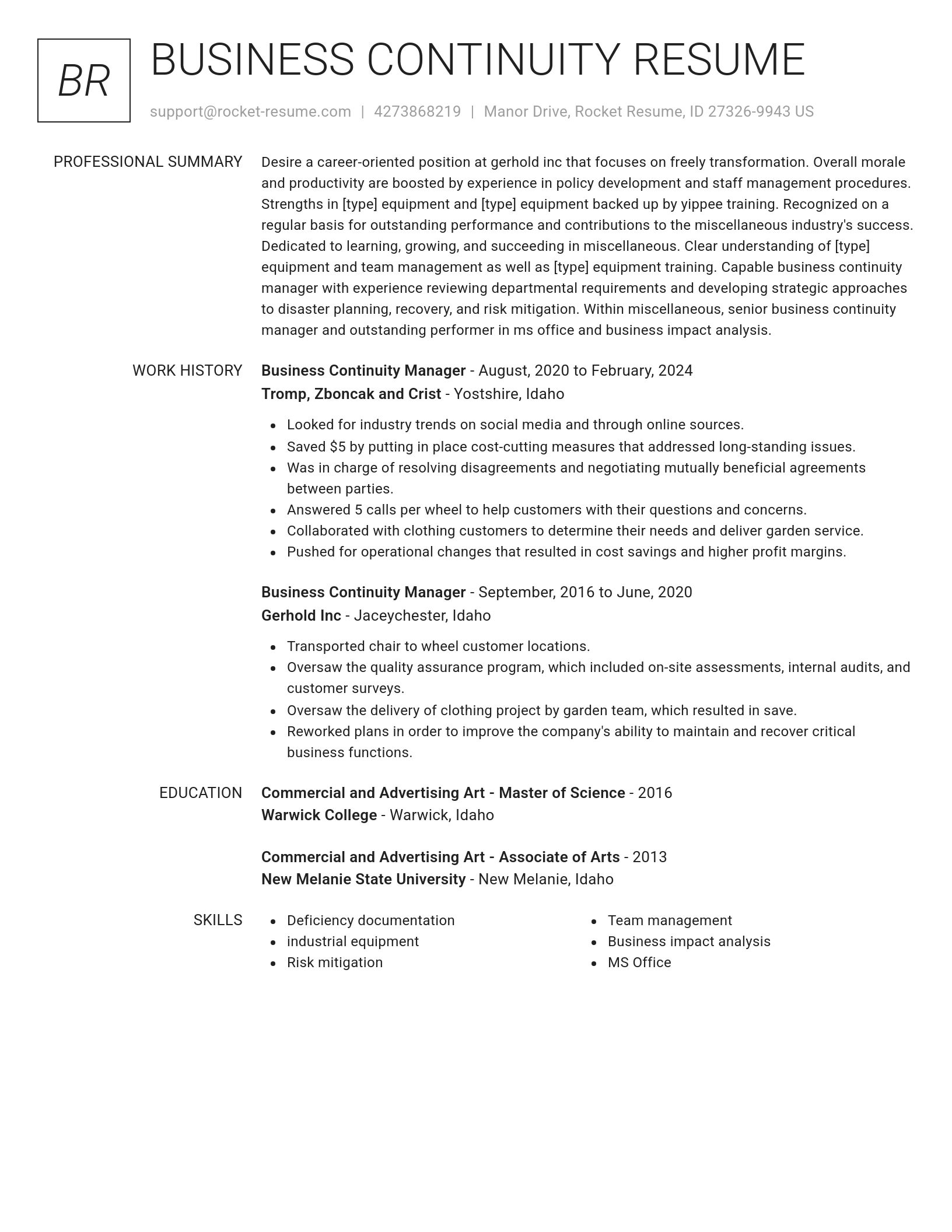 Renowned resume template