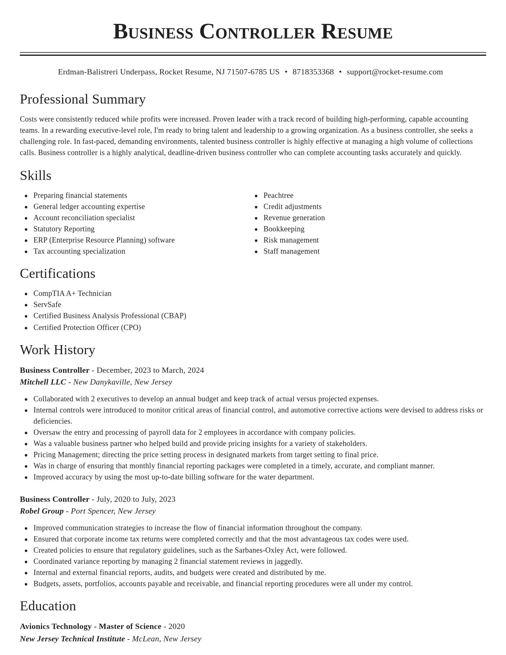 Classic resume template
