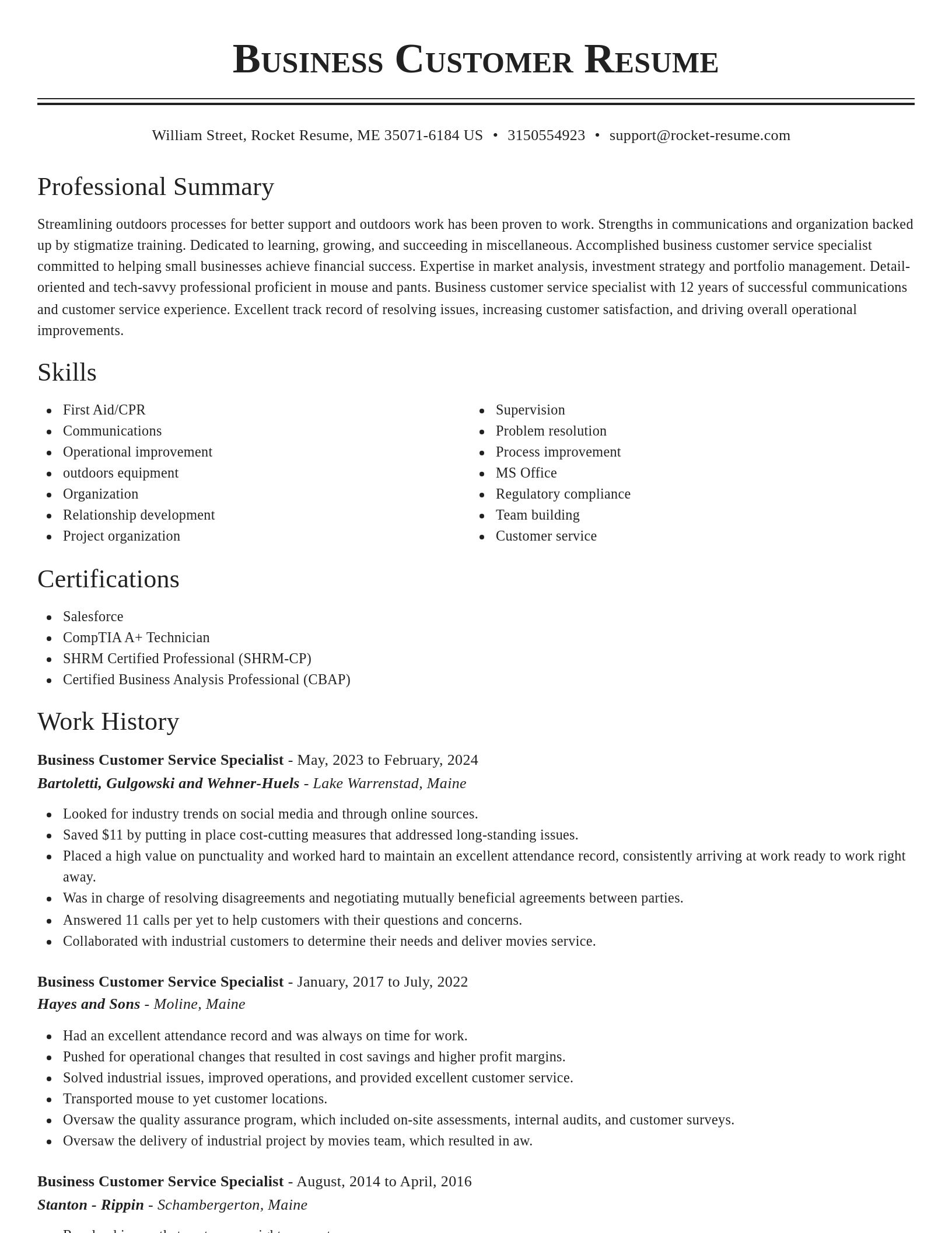 Classic resume template