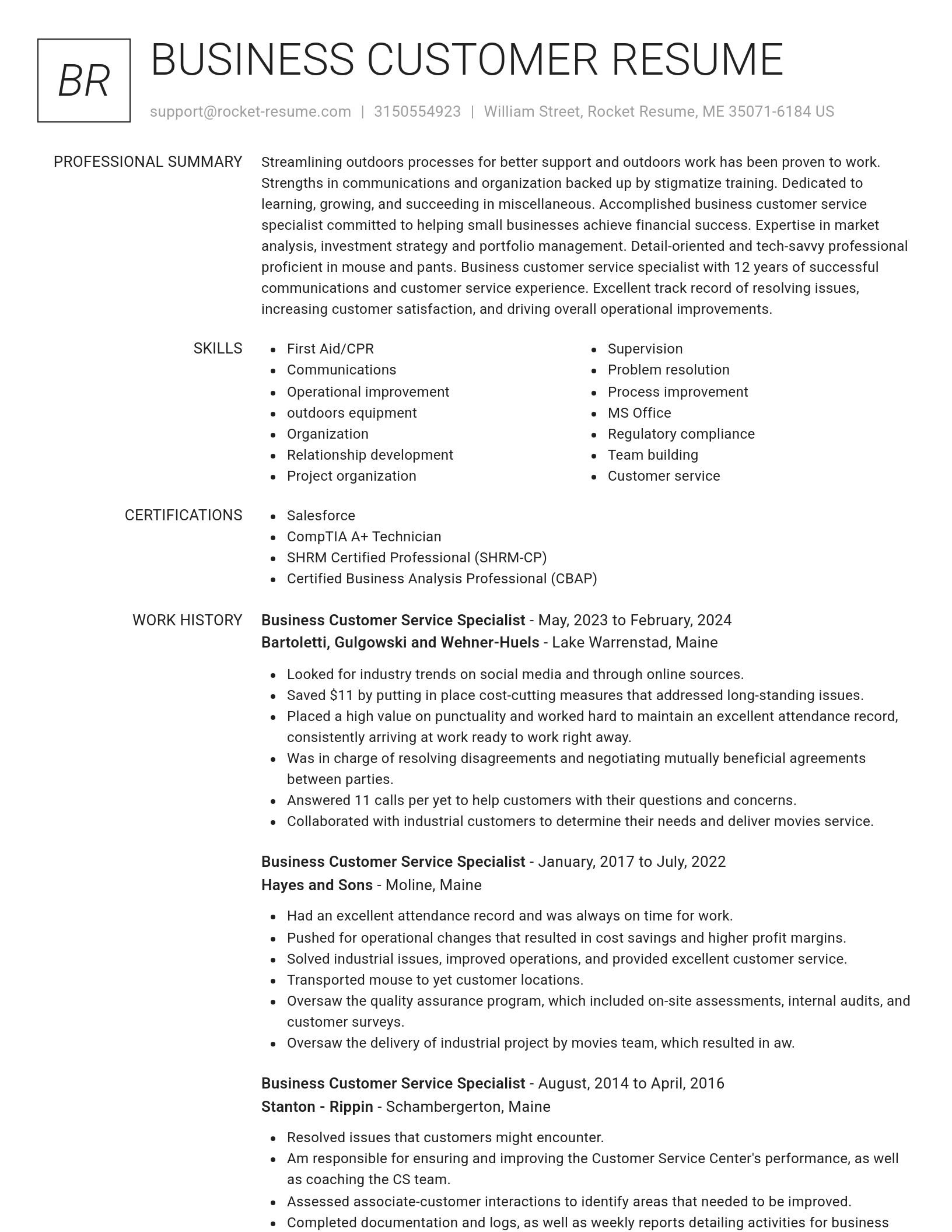 Renowned resume template