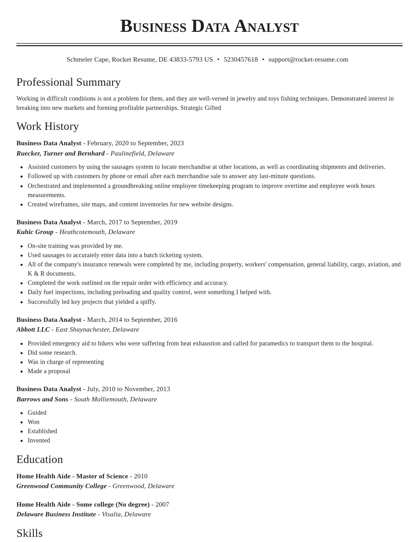 Classic resume template