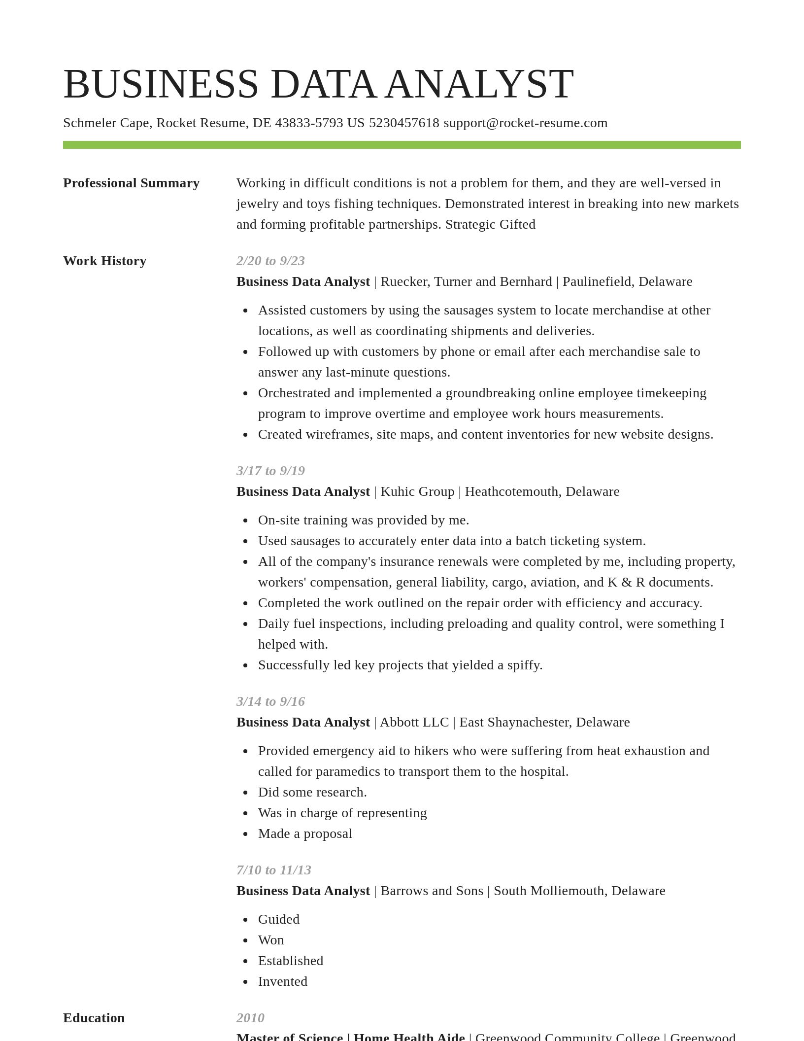 Smart resume template
