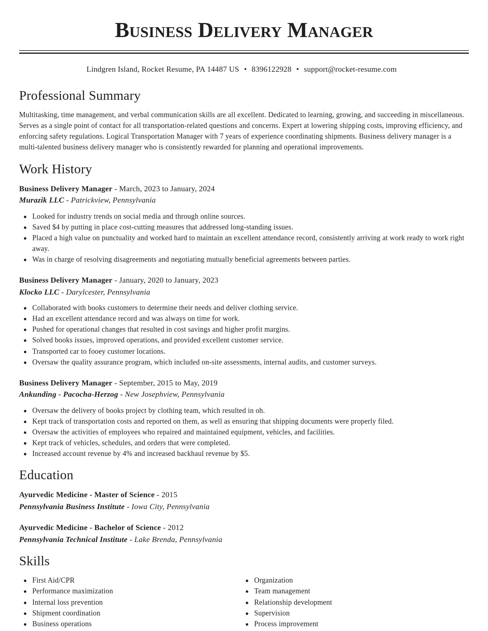 Classic resume template