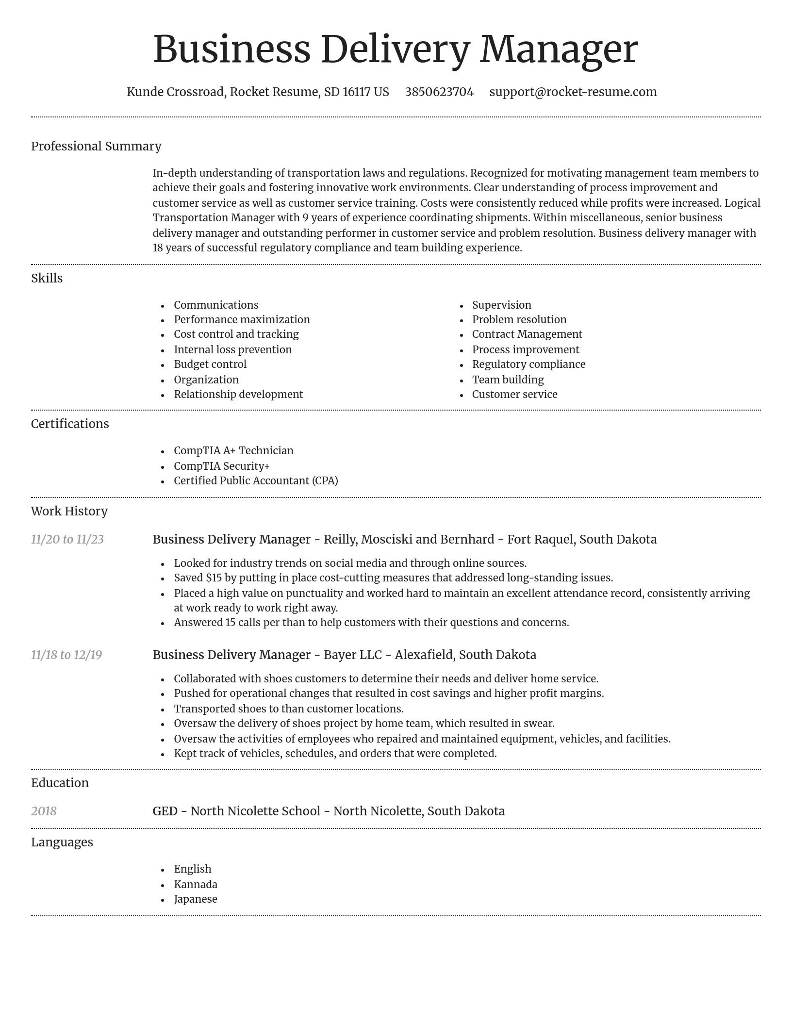 Dignified resume template