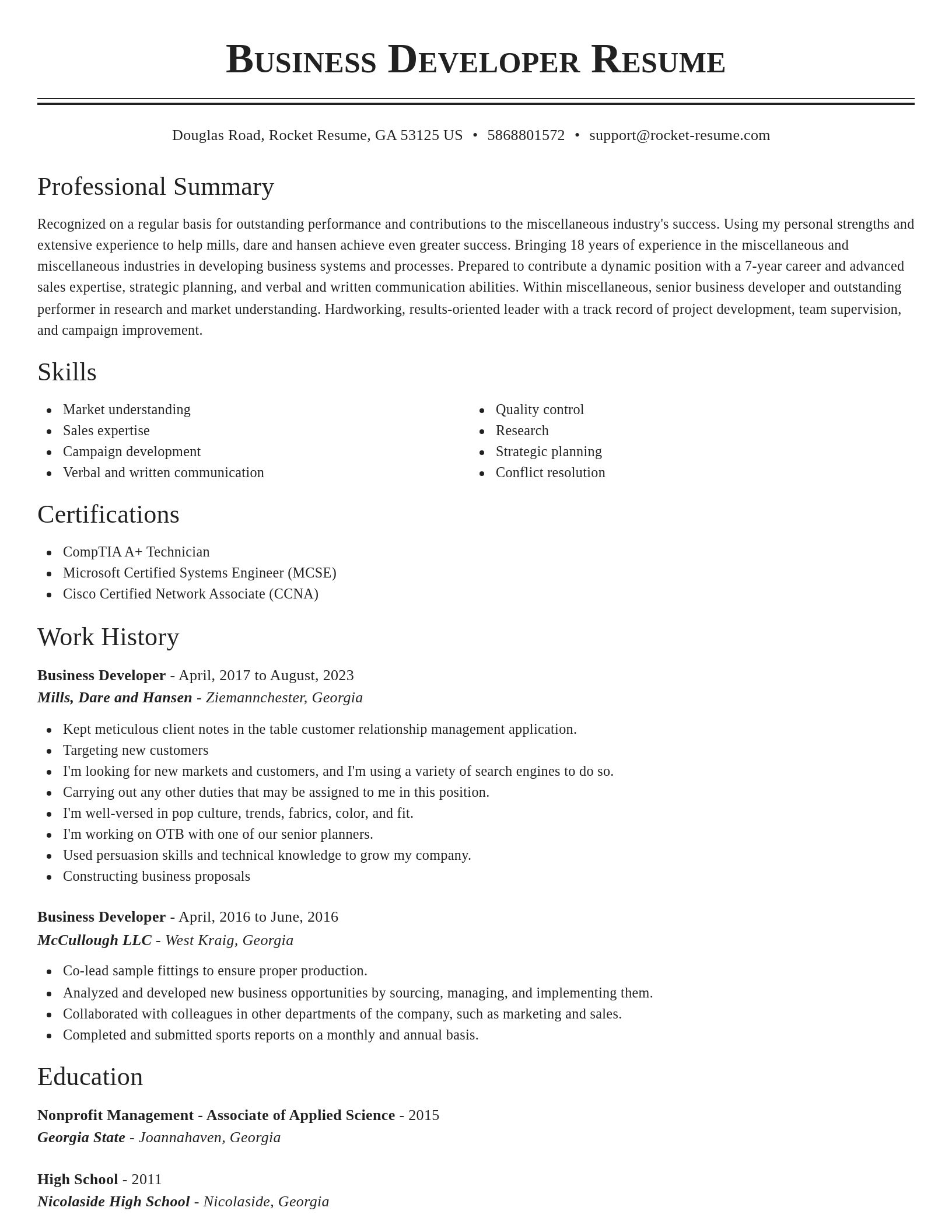 Classic resume template