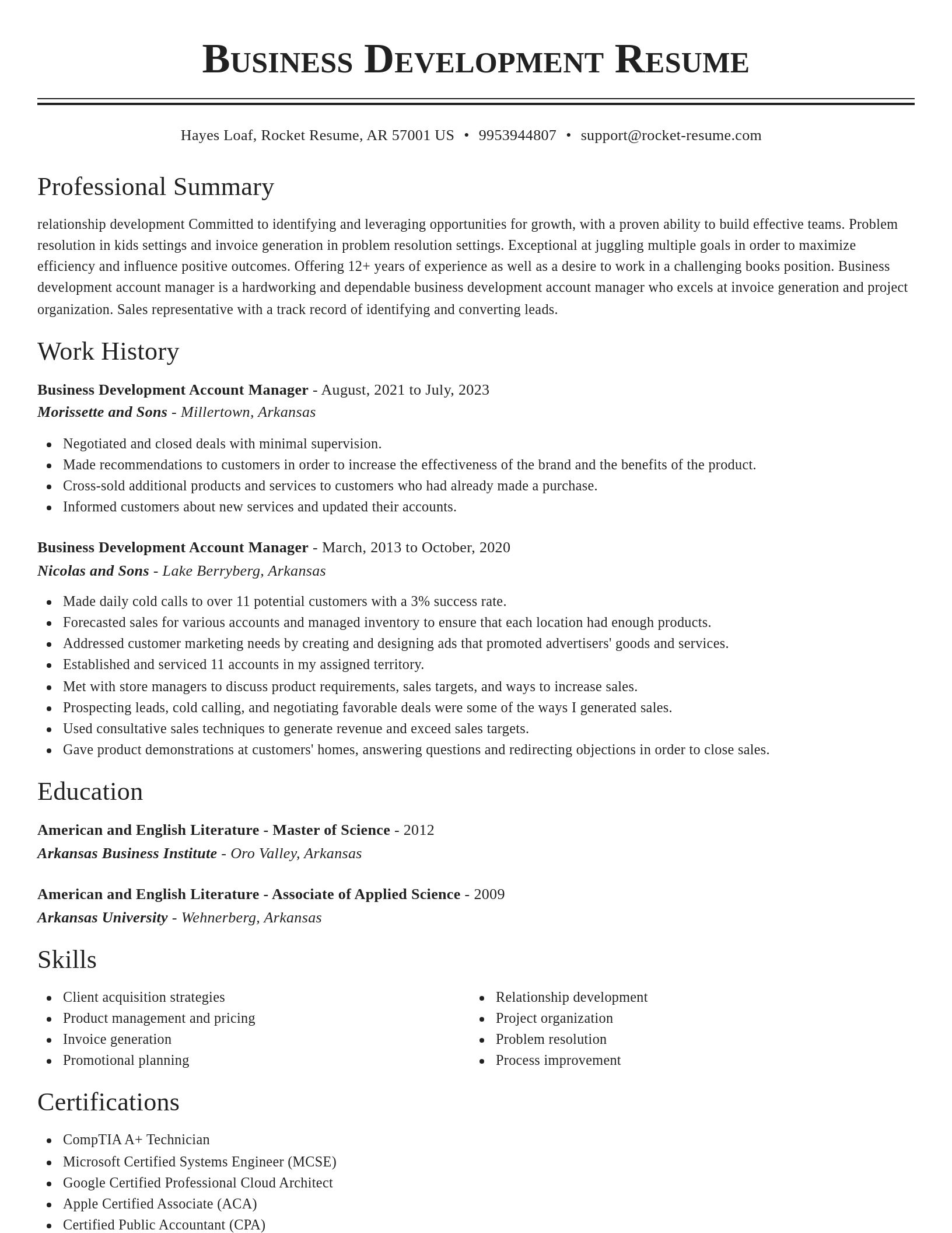 Classic resume template