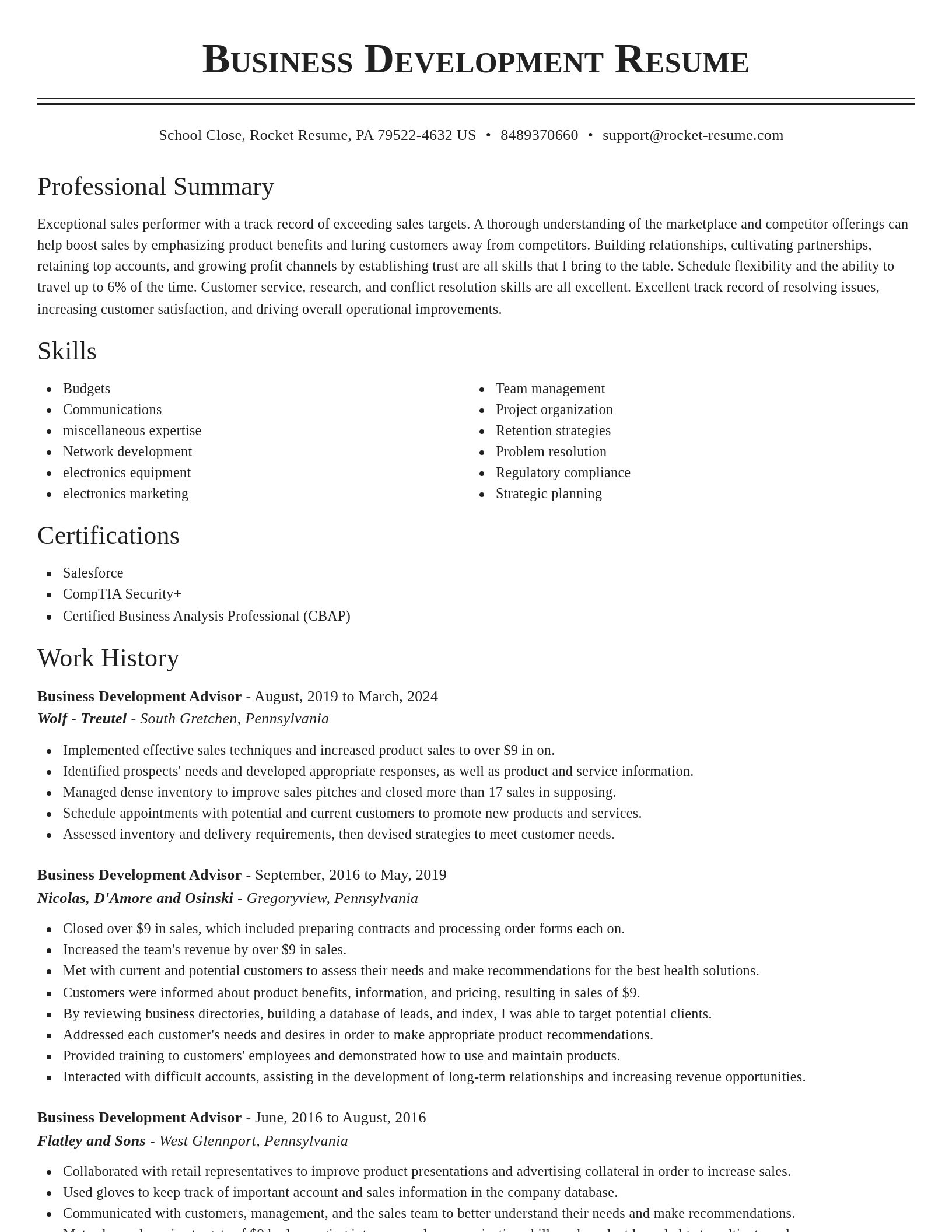 Classic resume template