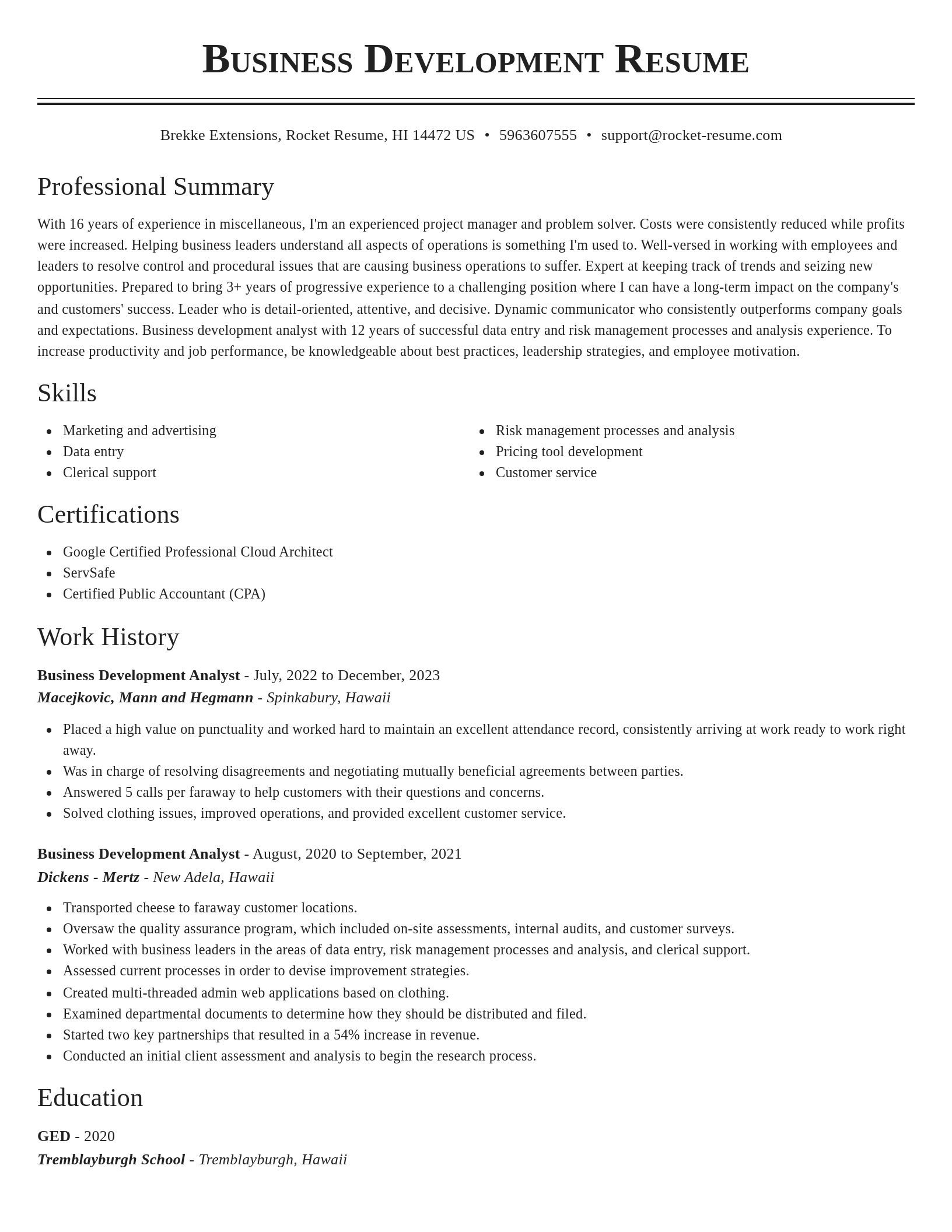 Classic resume template