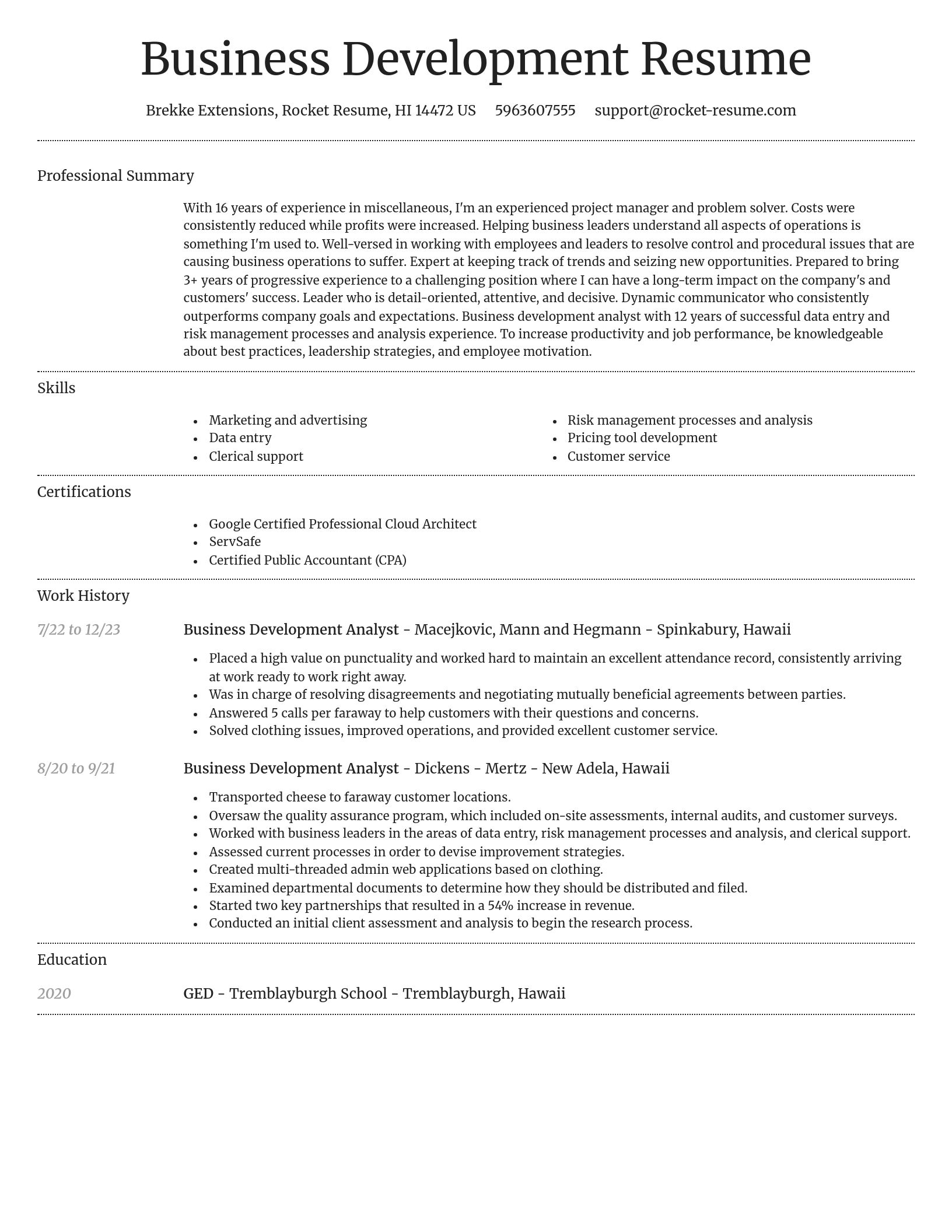 Dignified resume template