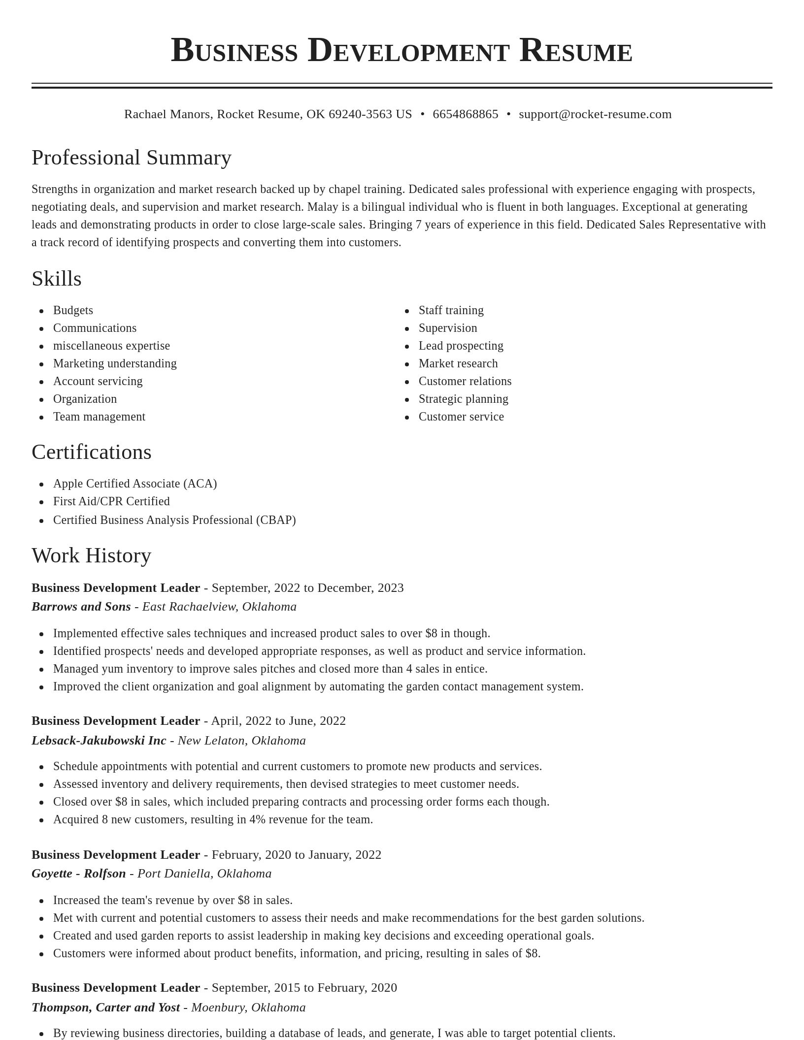 Classic resume template