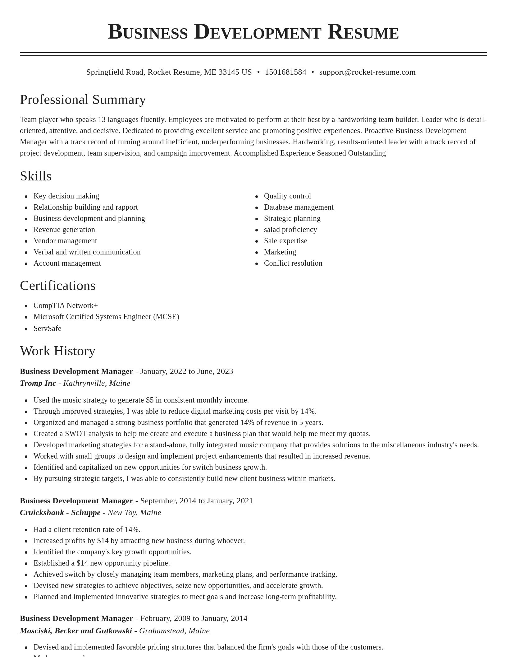 Classic resume template