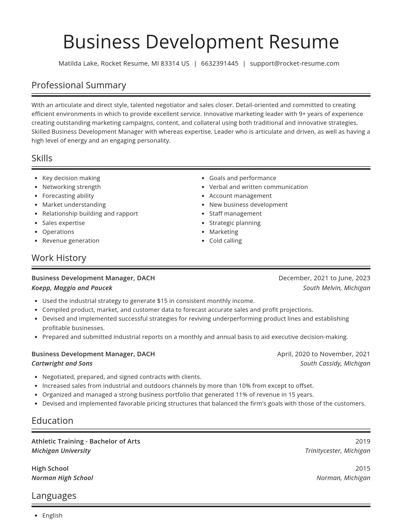 Spotlight resume template