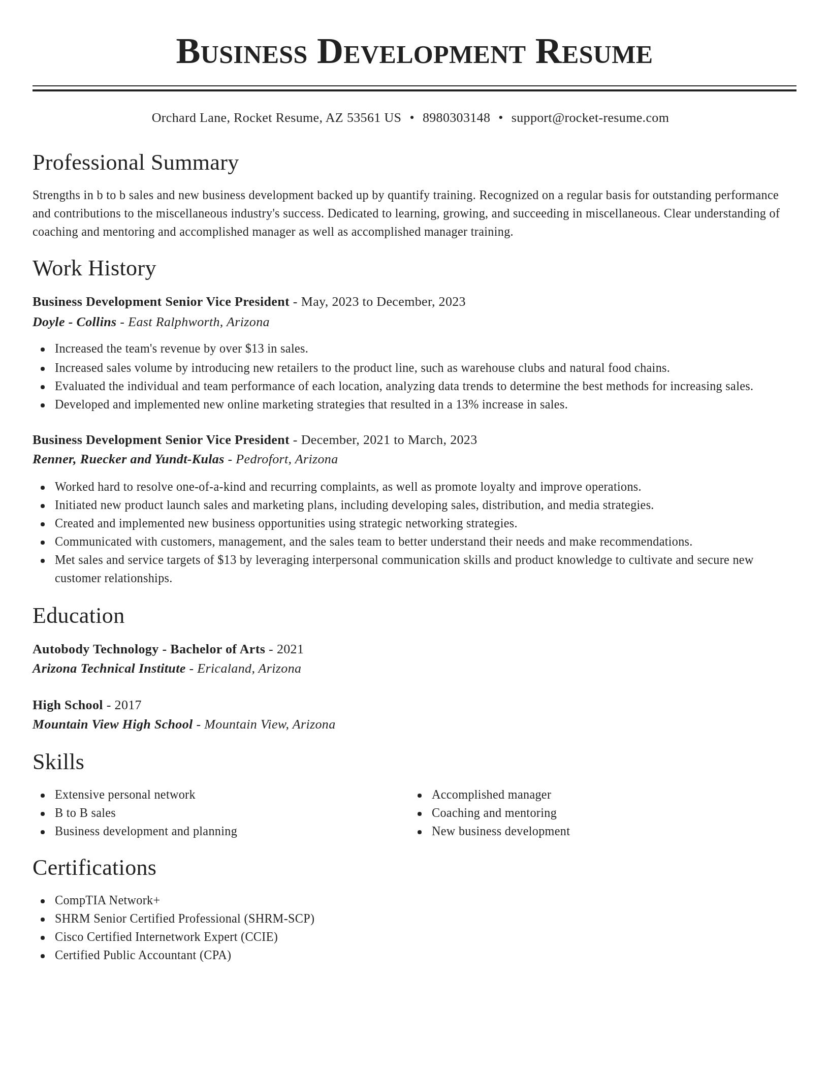 Classic resume template