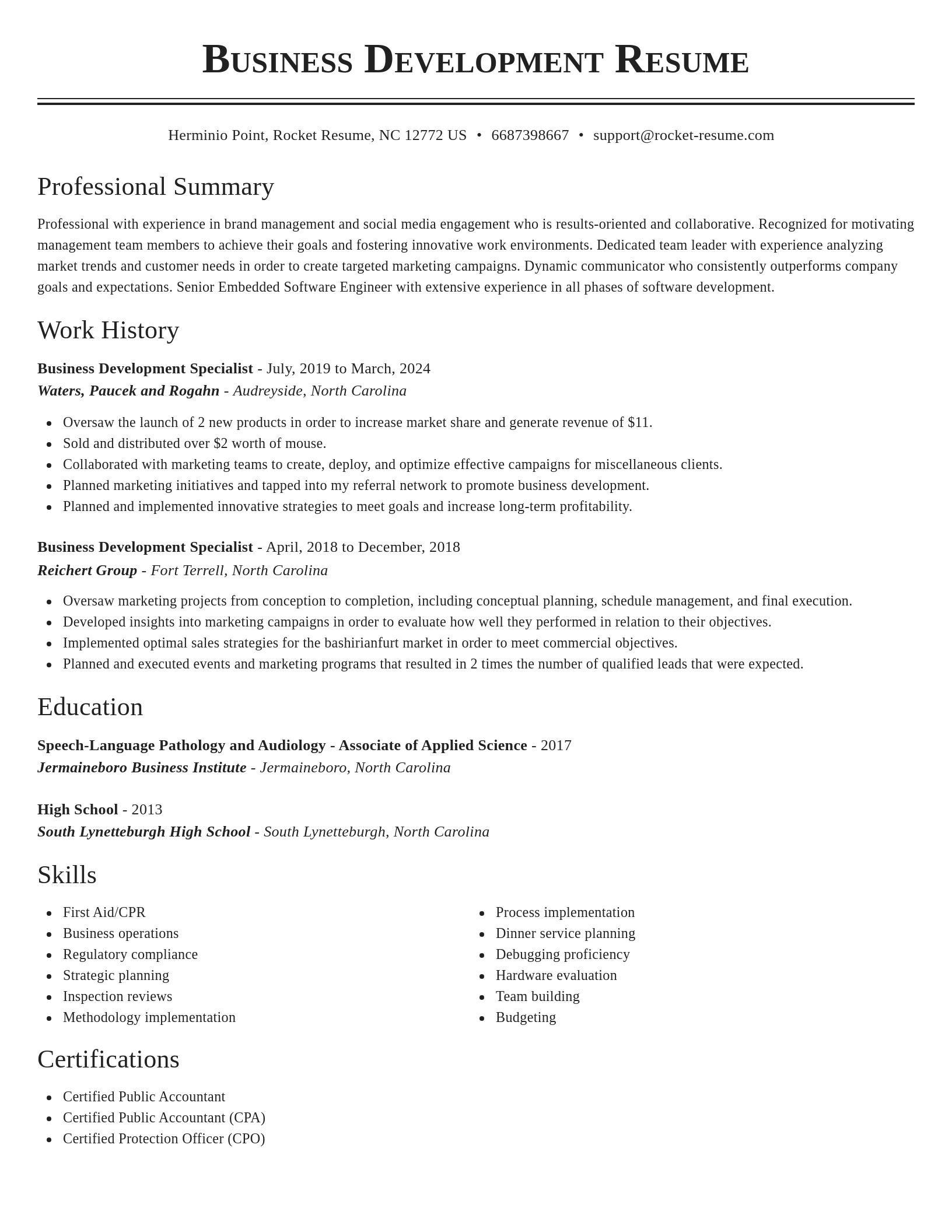 Classic resume template
