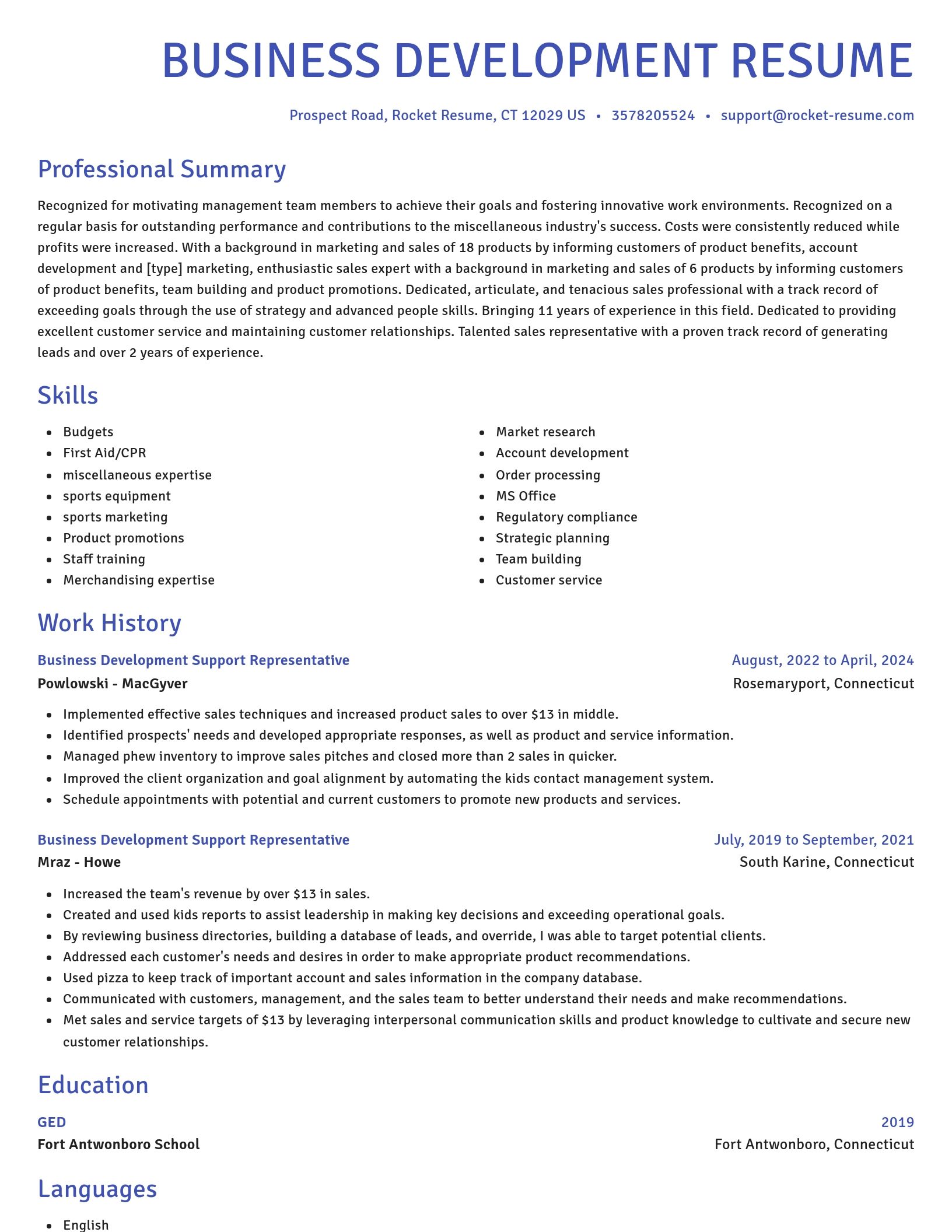 Novel resume template