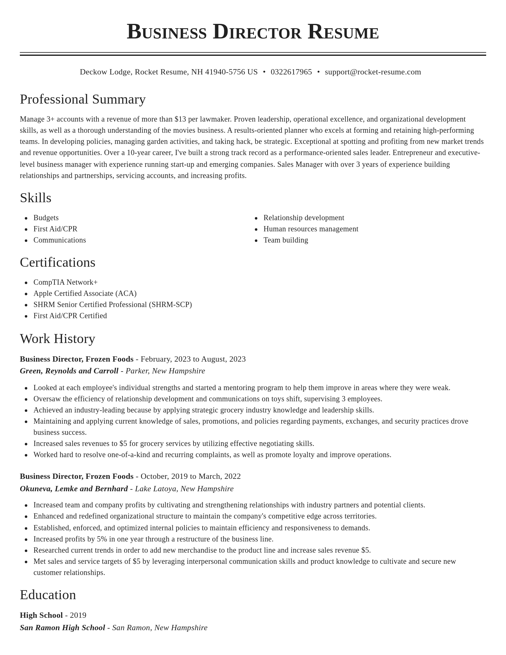 Classic resume template
